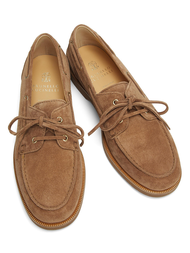 Men's Washed Suede Boat Shoes - Brown 4