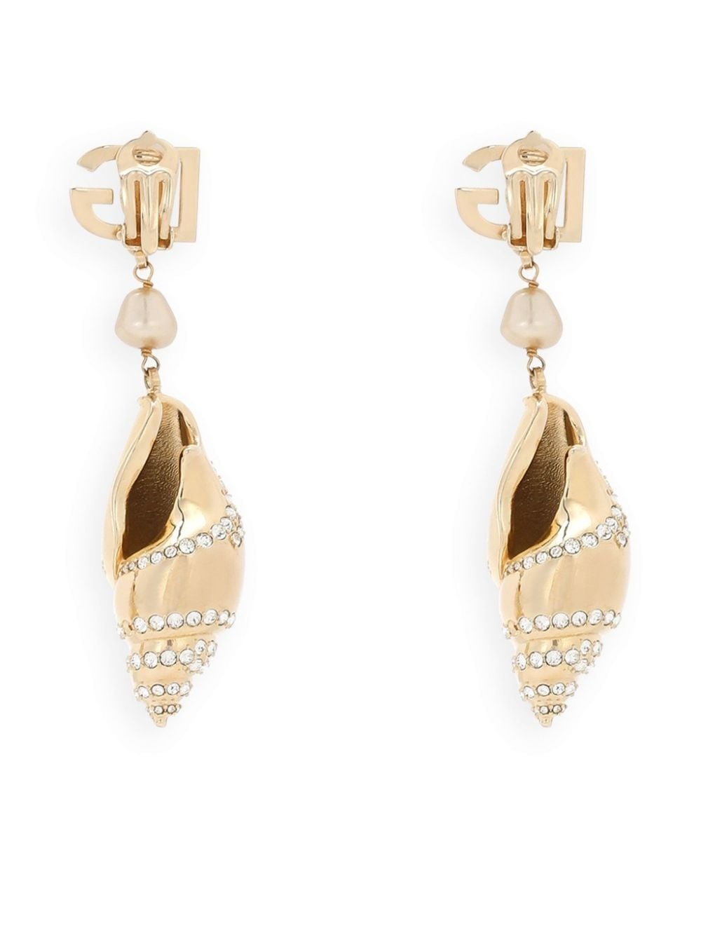 DG shell drop clip-on earrings - 2