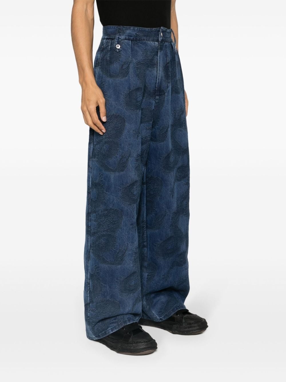 Dragon-jacquard wide-leg jeans - 3
