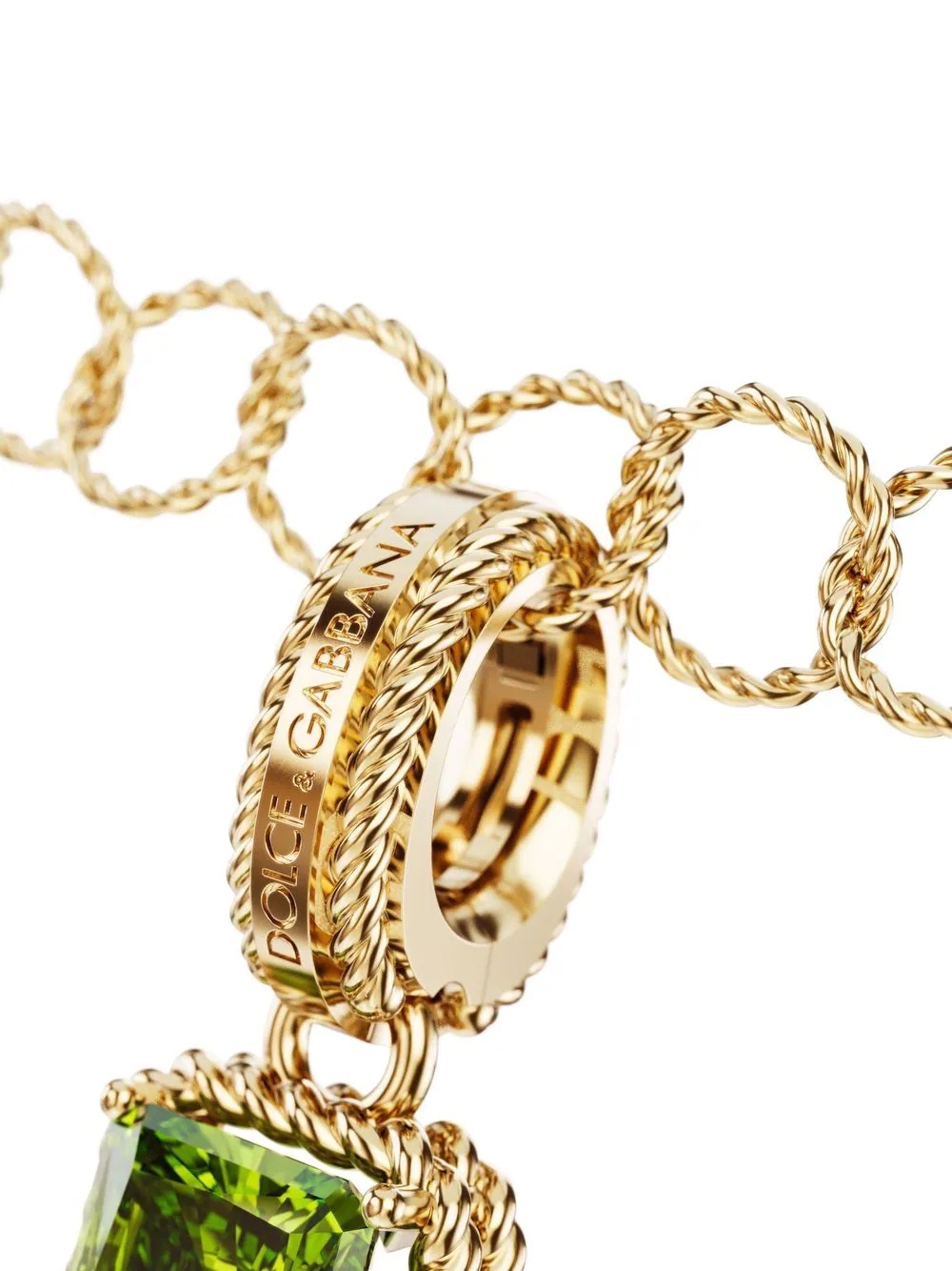 18kt yellow gold I letter gemstone pendant - 2