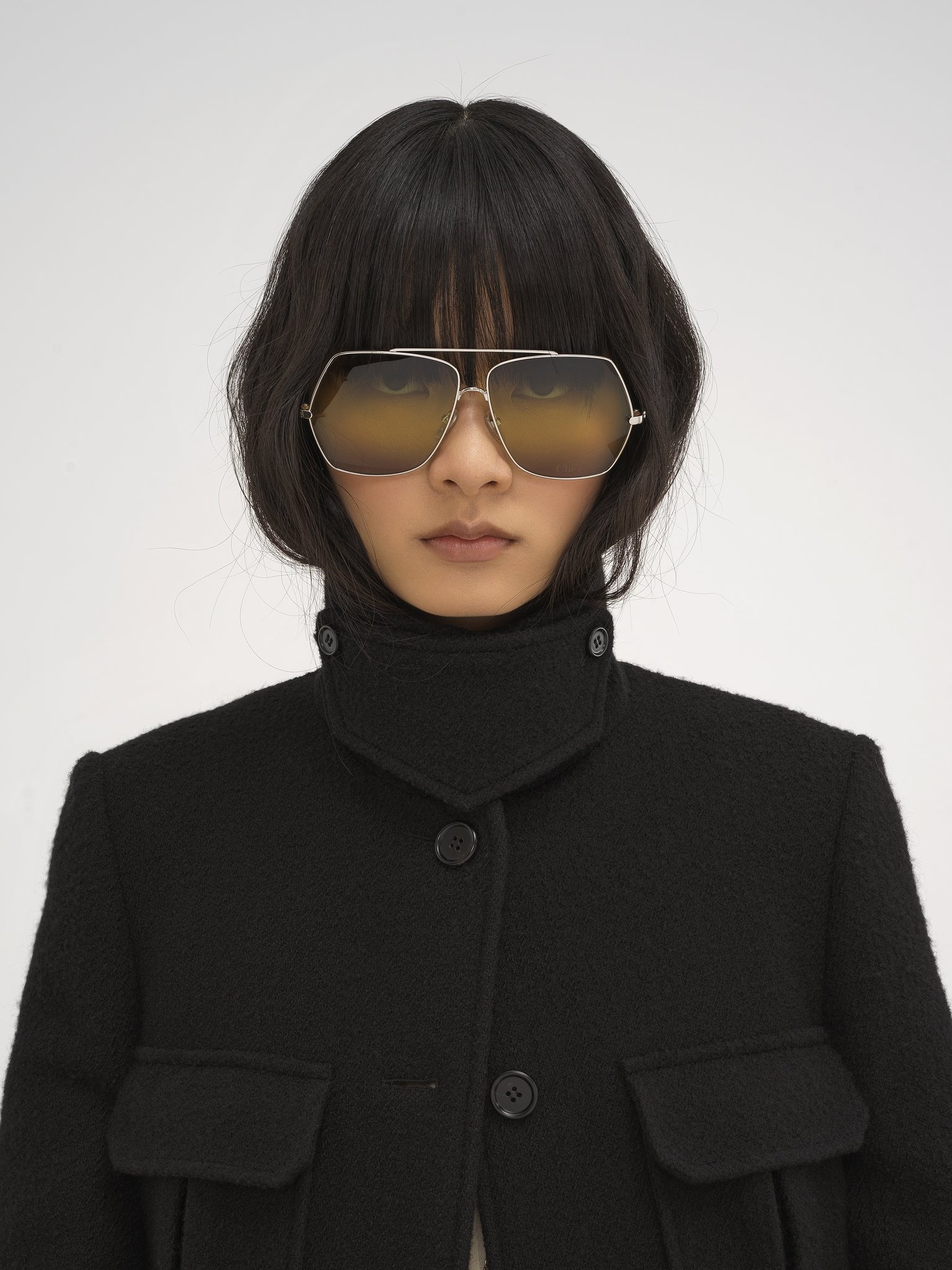 LONG OFFICER JACKET IN BOUCLÉ WOOL - 7