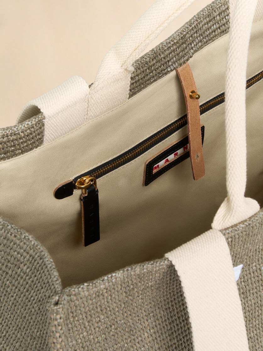 GREEN RAFFIA-EFFECT LARGE TOTE BAG - 3