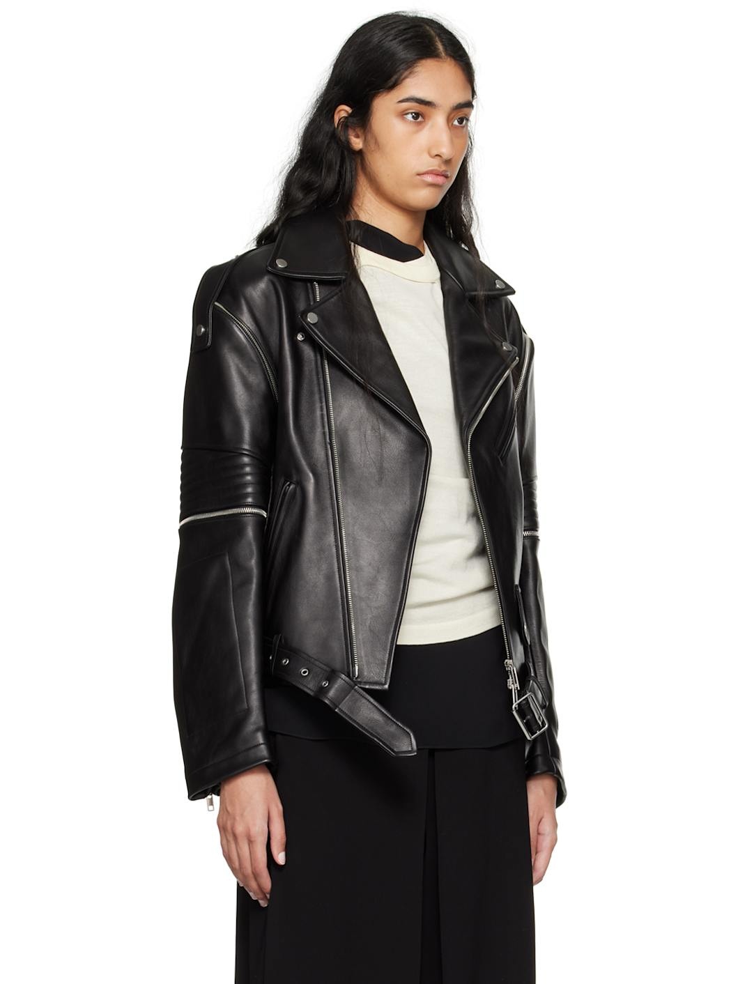 Black Astro Biker Leather Jacket - 2