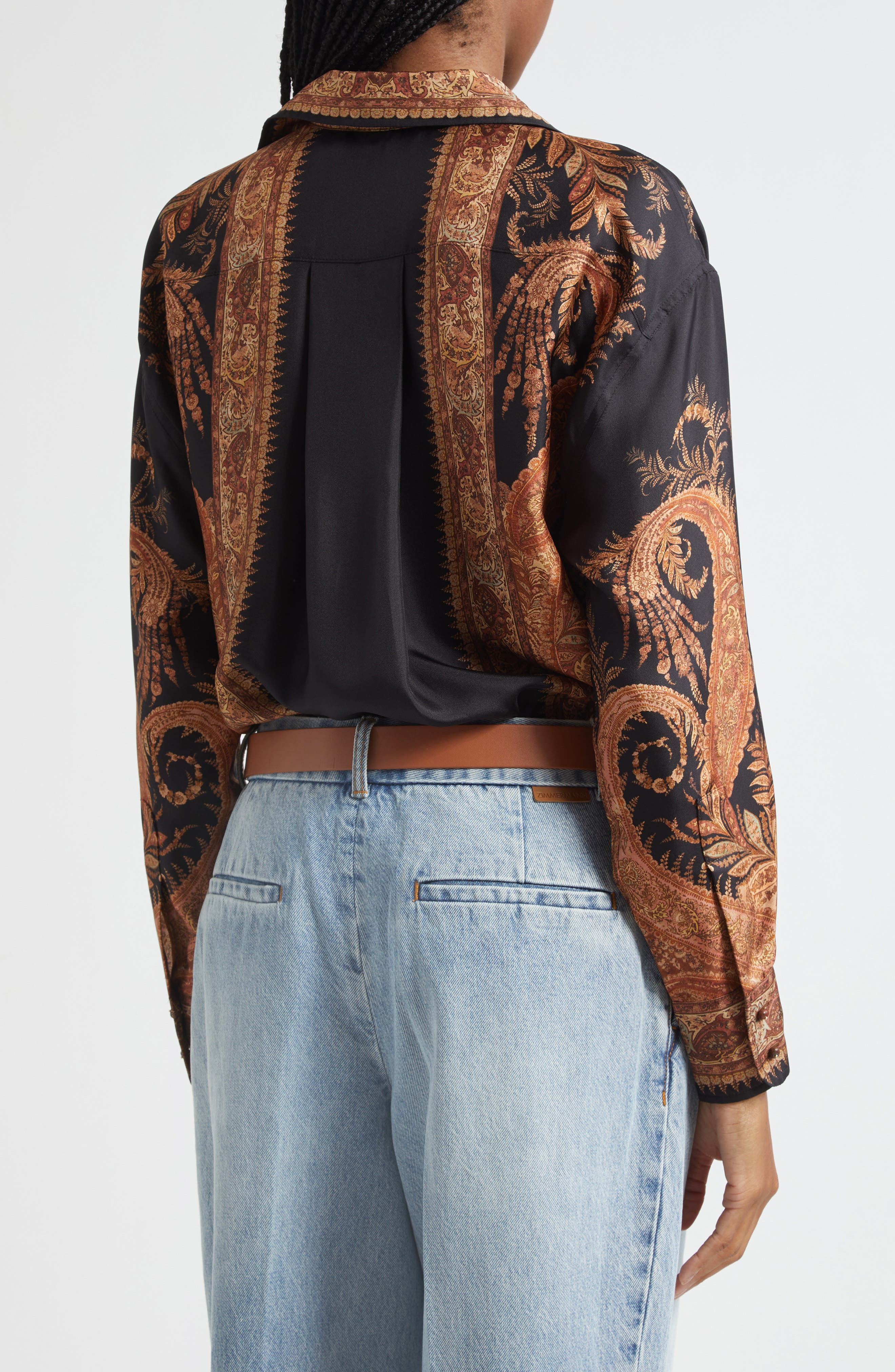 Zimmermann Hypnotic Paisley Silk Button-Up Shirt in Black Paisley at Nordstrom - 2