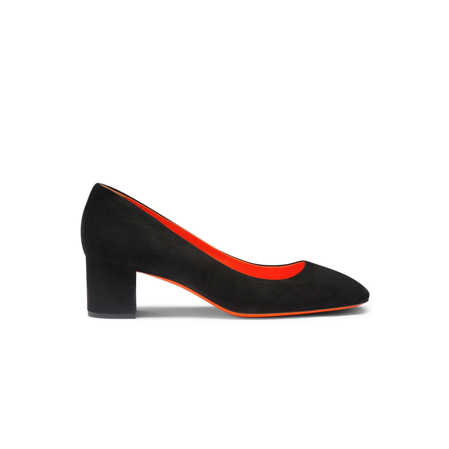 Women's black suede low-heel pump - 1