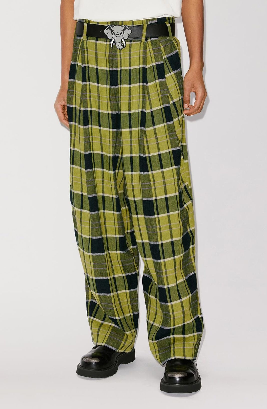 Loose check linen trousers - 4