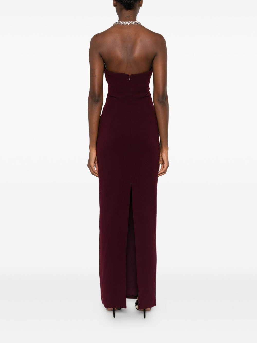 sequin-embellished strapless dress - 4