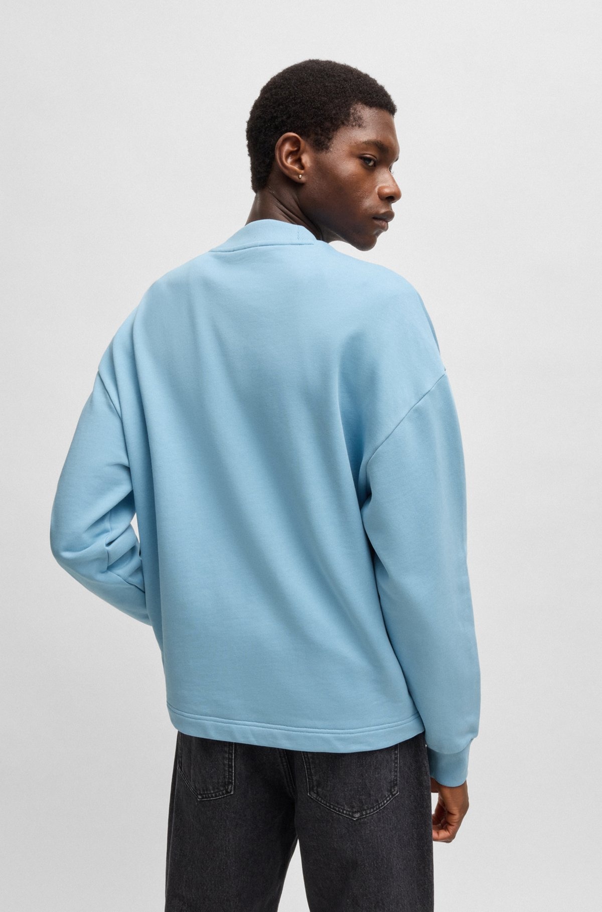 COTTON-TERRY SWEATSHIRT WITH HAPPY HUGO LOGO PATCH - 5
