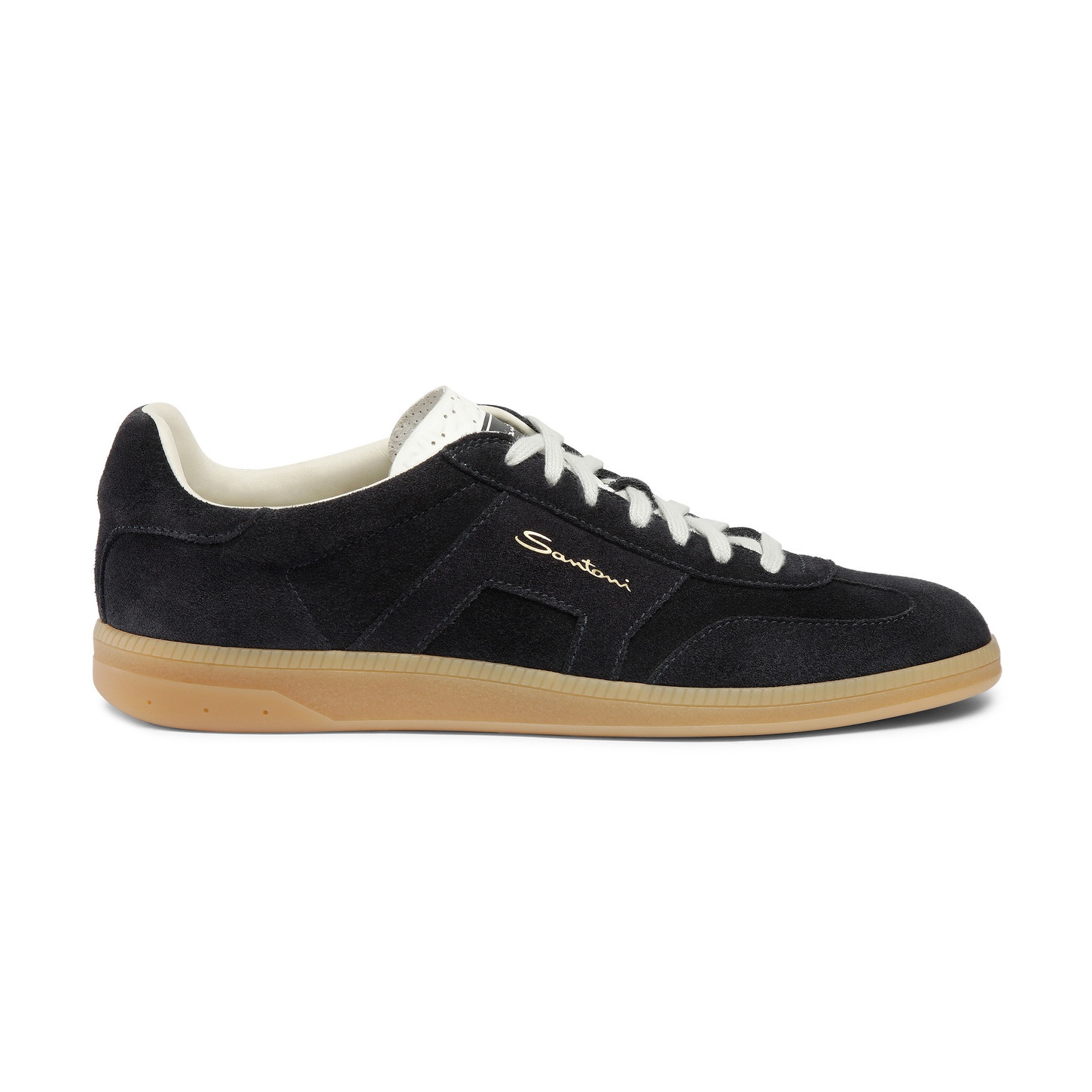 Santoni Men's blue suede DBS Oly sneaker | REVERSIBLE