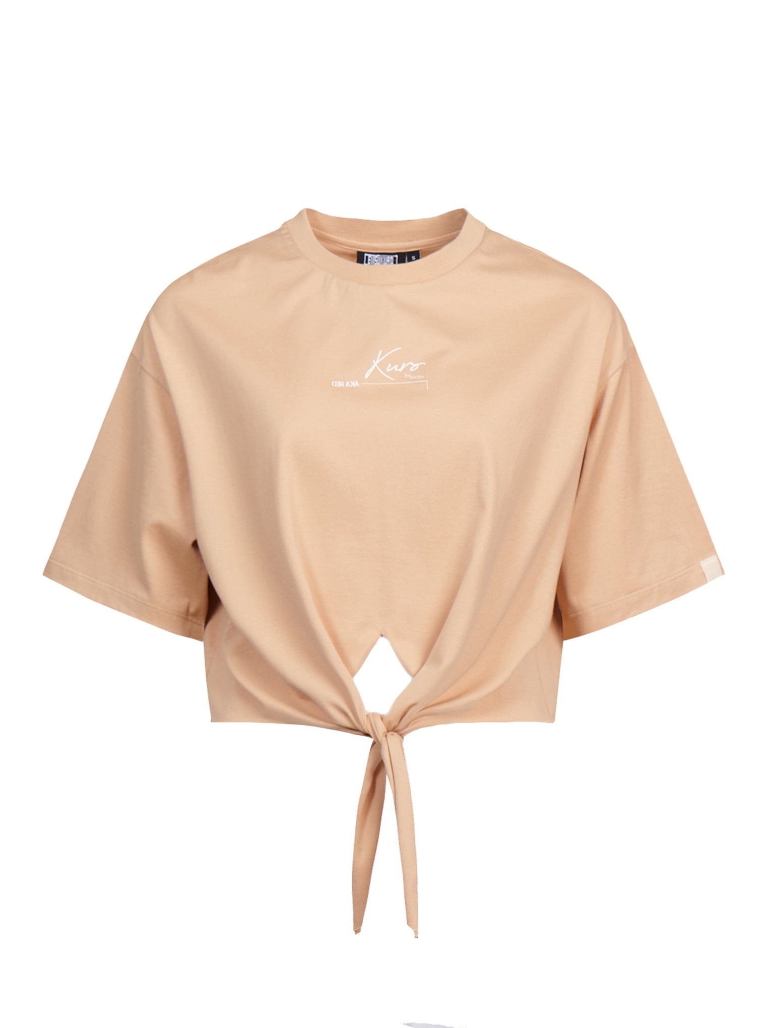 Logo Print Tie Front Drop-shoulder T-shirt - 12