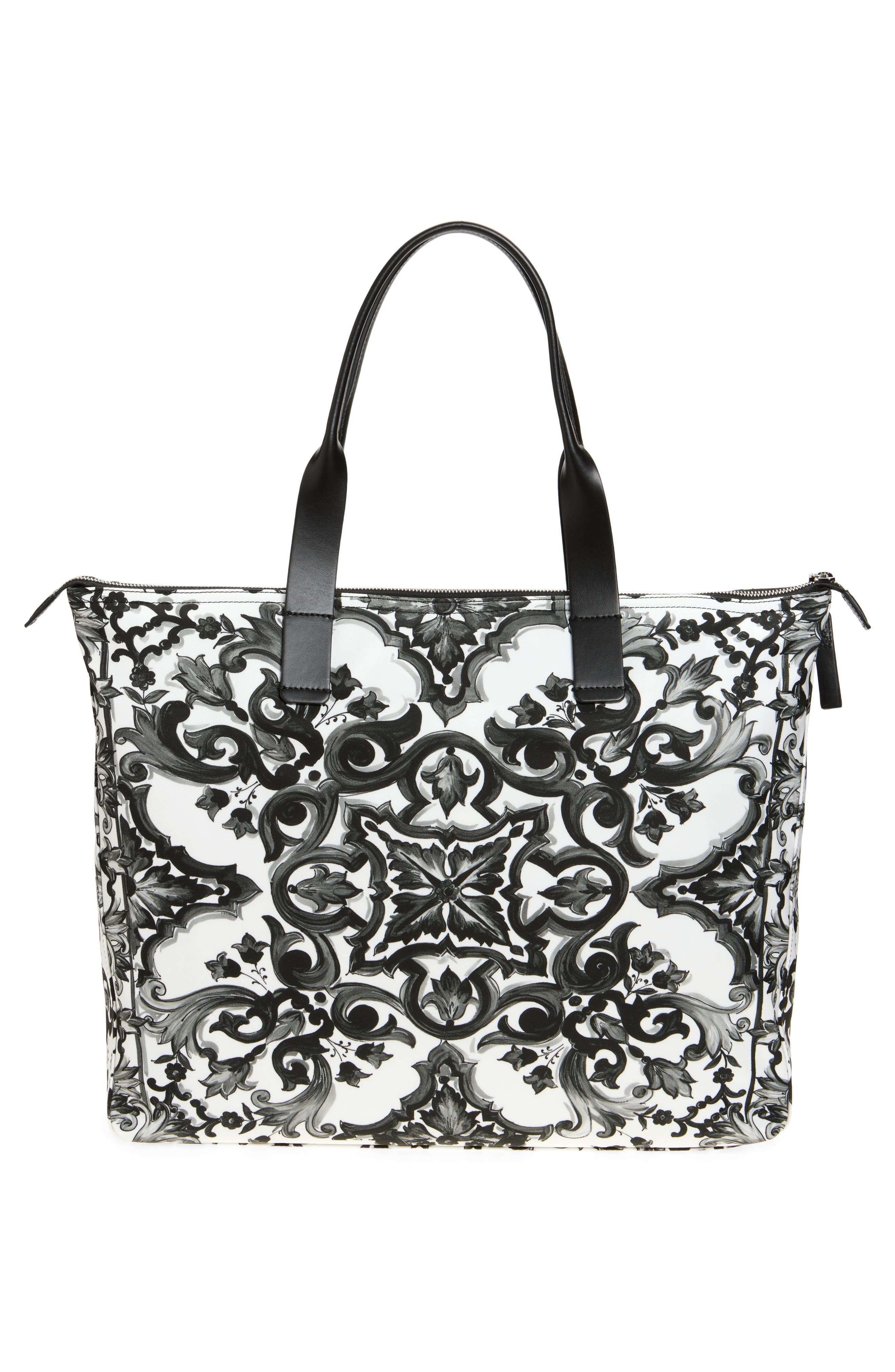 Dolce&Gabbana Majolica Print Nylon Tote in Iz3Tn Mix Maioliche Fdo.bl at Nordstrom - 3