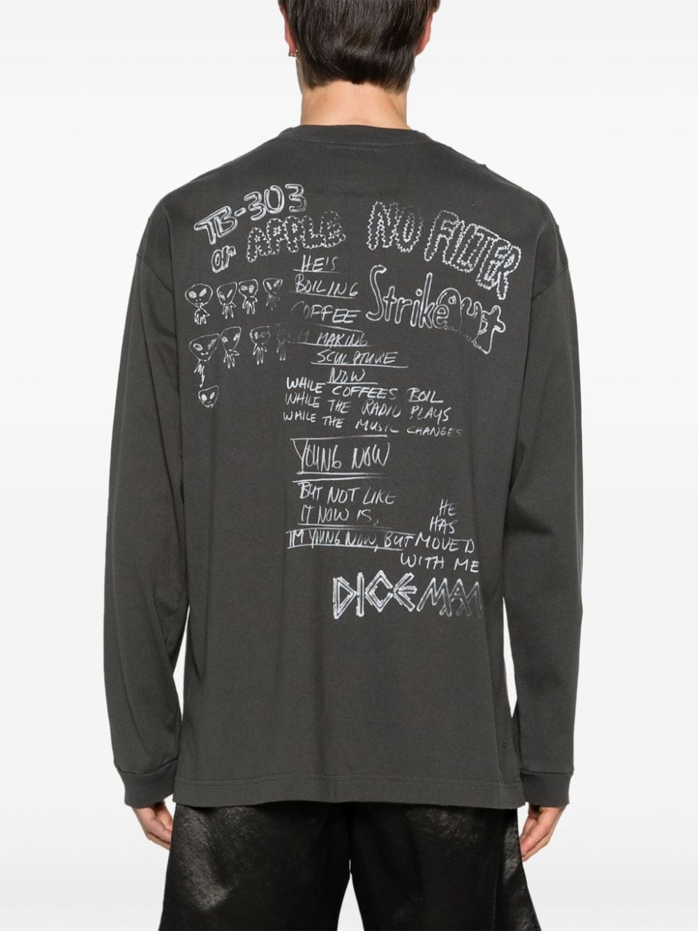 text-print distressed T-shirt - 4