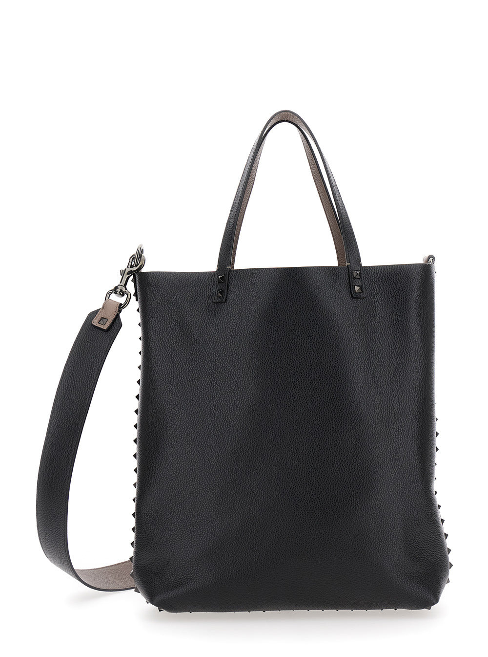 Valentino Garavani Men Beige Tote Bag With Rockstuds In Grained Leather Man - 6