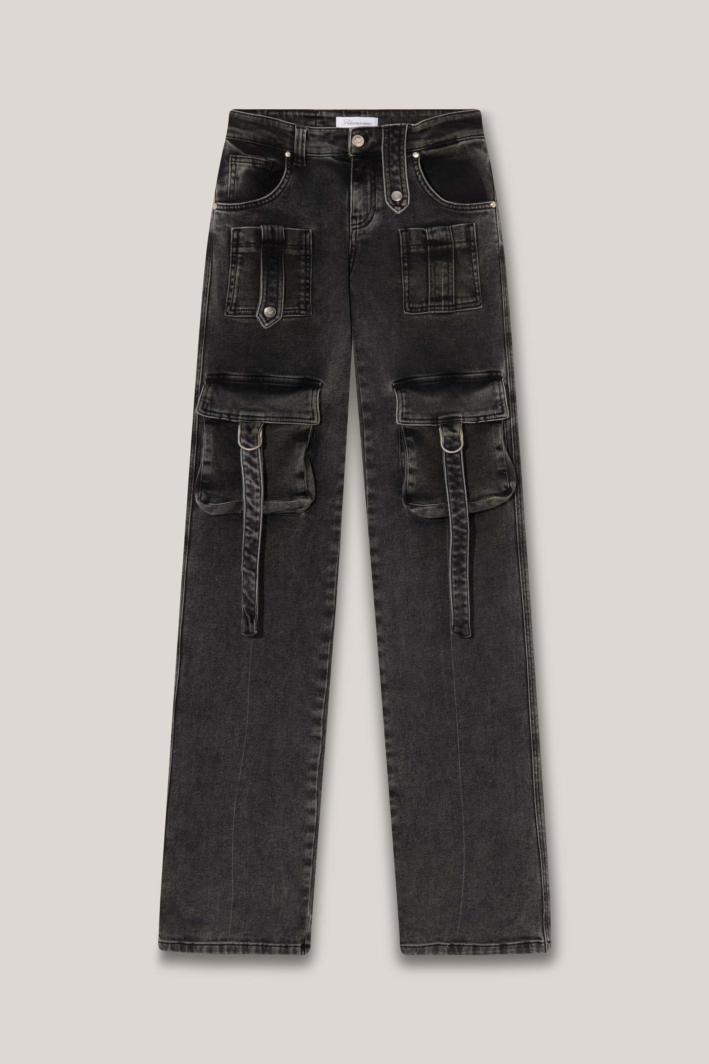 Denim Cargo Pants - 4