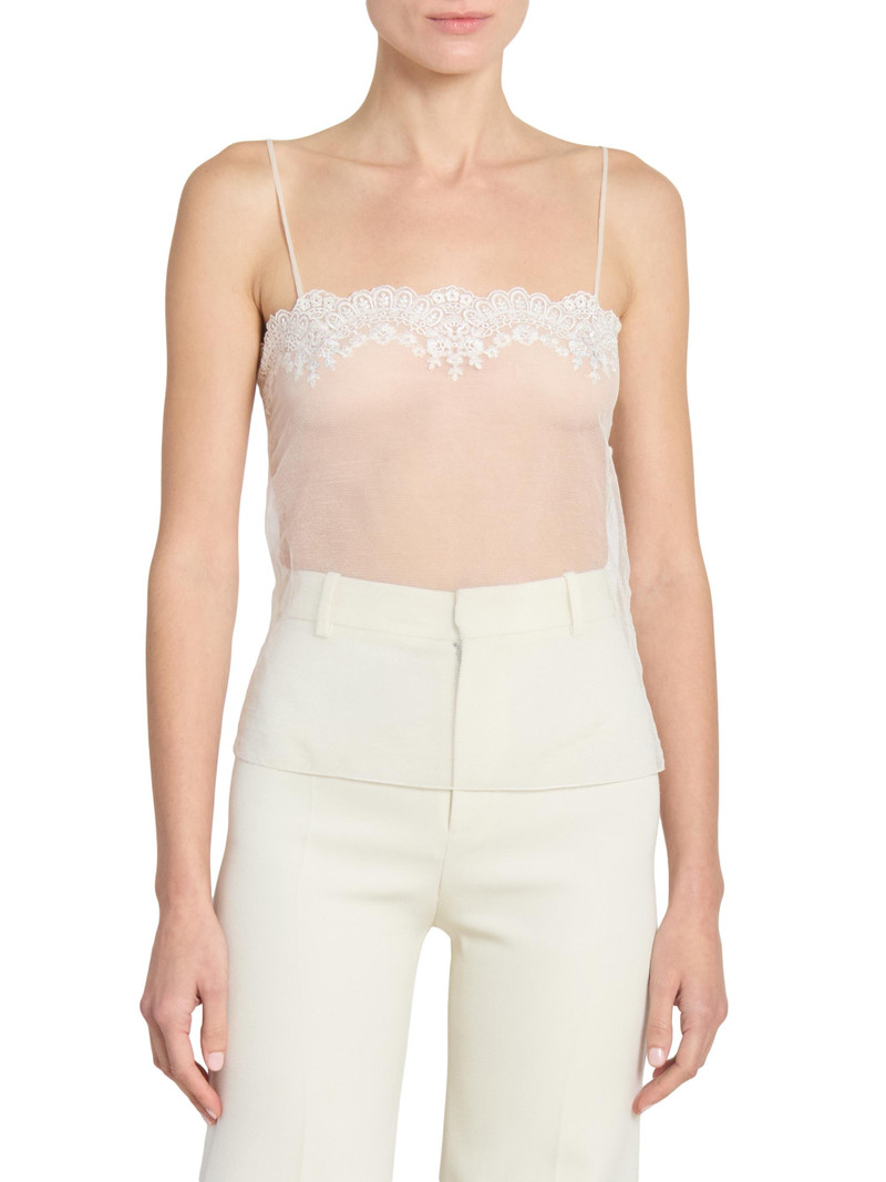 Women's Sheer Cami Top - Dusty White 3