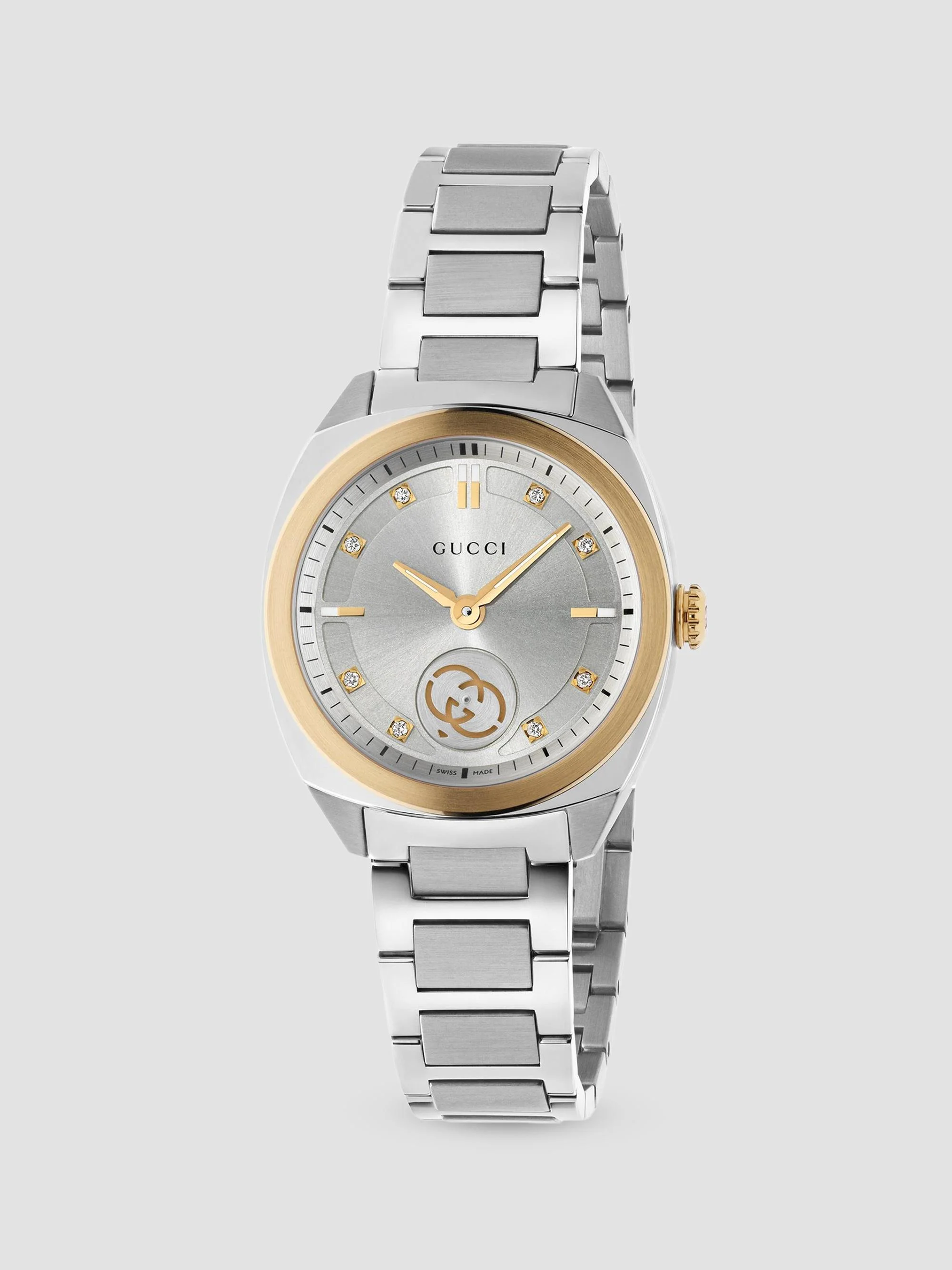 Women's Interlocking Two-Tone Stainless Steel & 0.04 TCW Diamond Bracelet Watch/29MM - Silver - 1