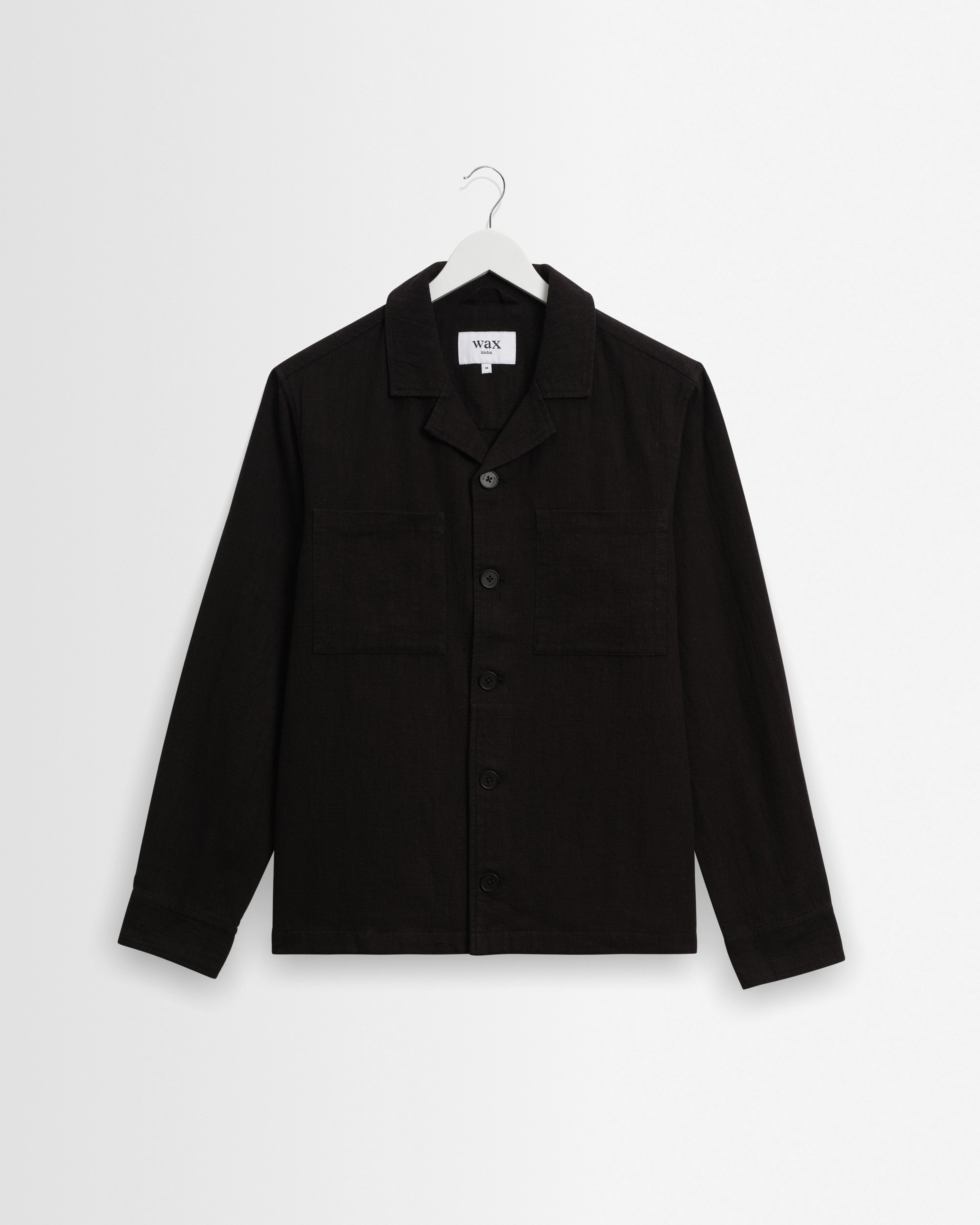 Aldred - Black Linen-Cotton Revere Overshirt - 1