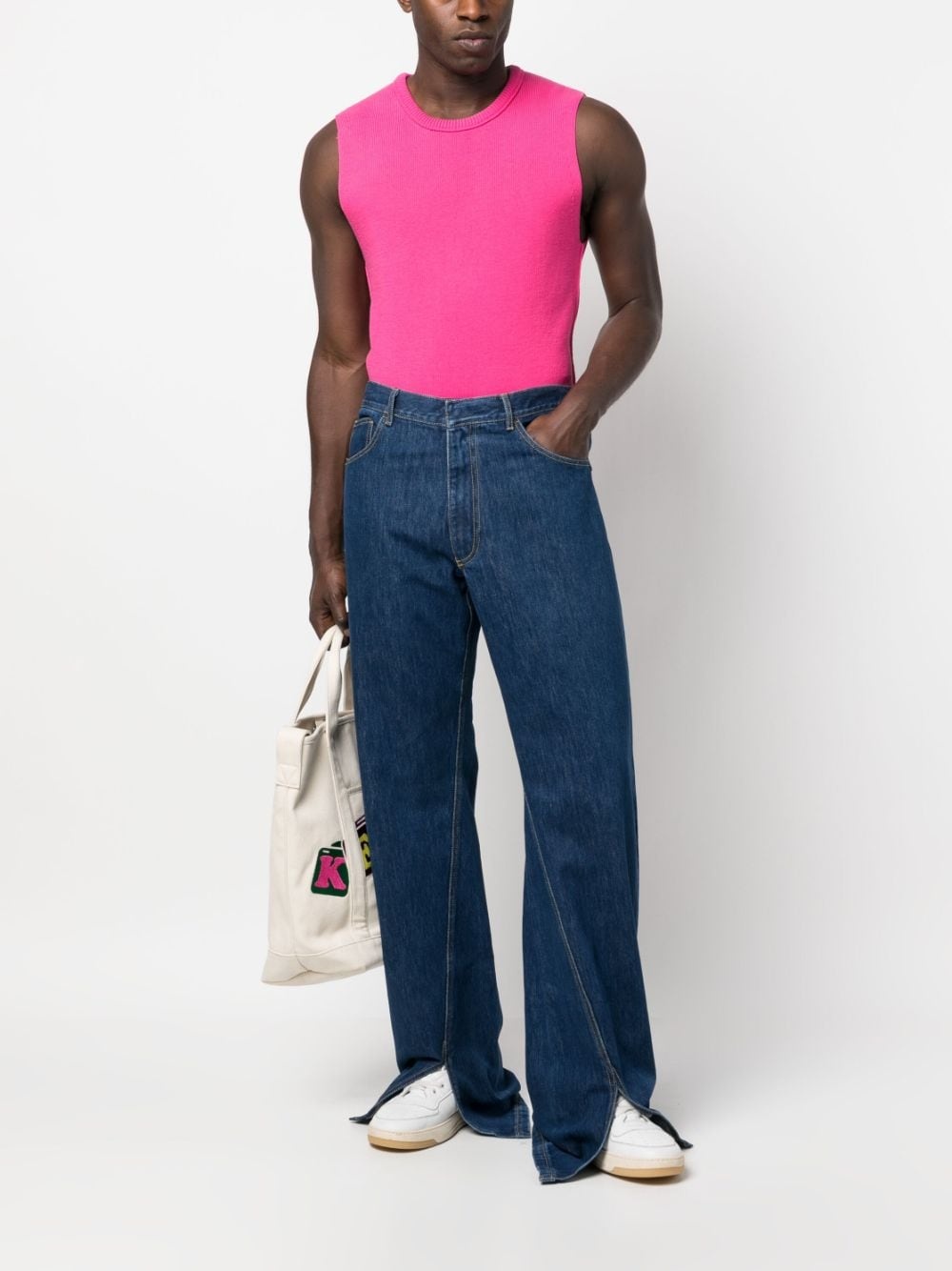 wide-leg denim trousers - 2