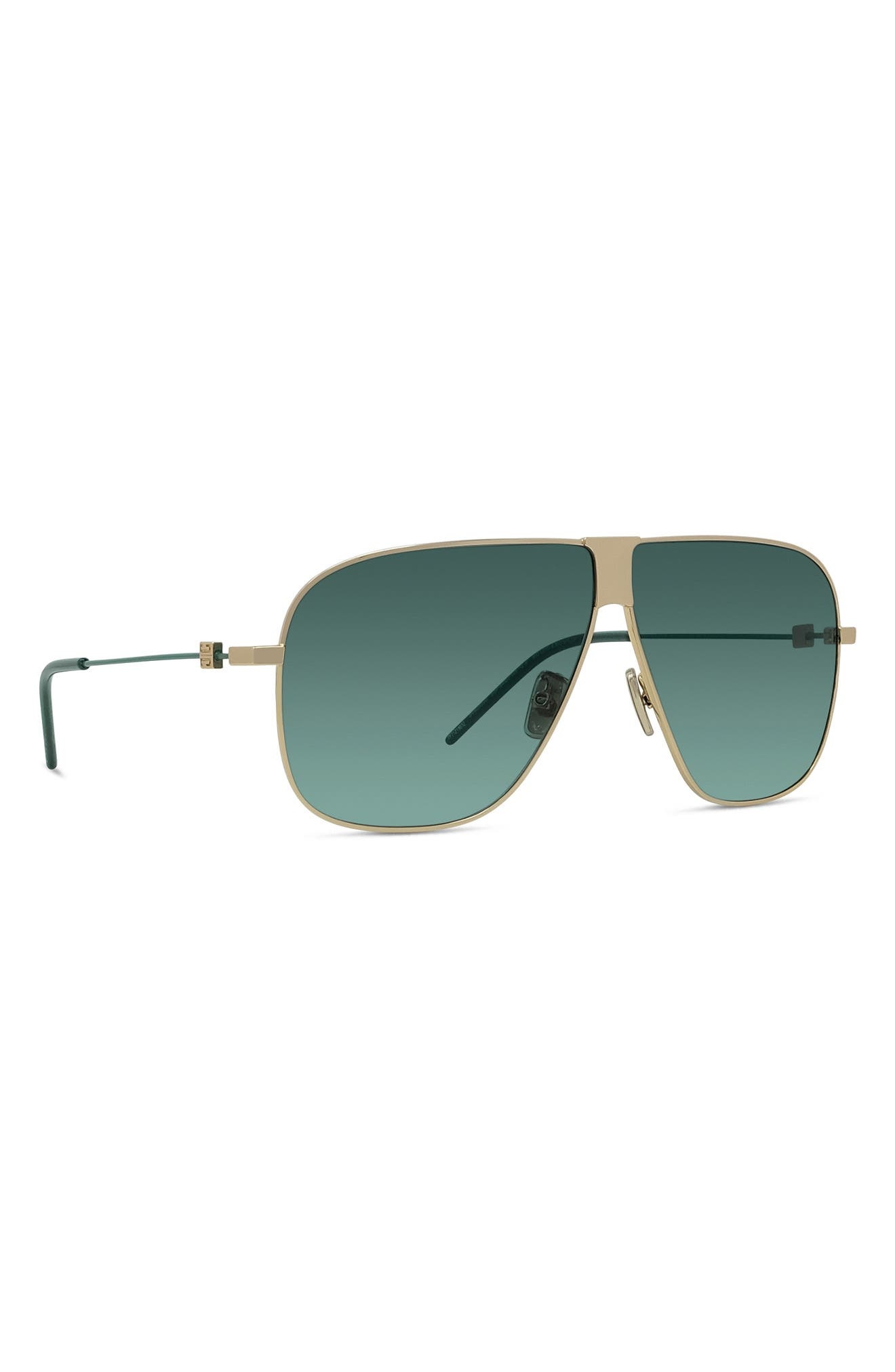 Givenchy GV Speed 64mm Oversize Gradient Pilot Sunglasses in Shiny Endura Gold /Green at Nordstrom - 4
