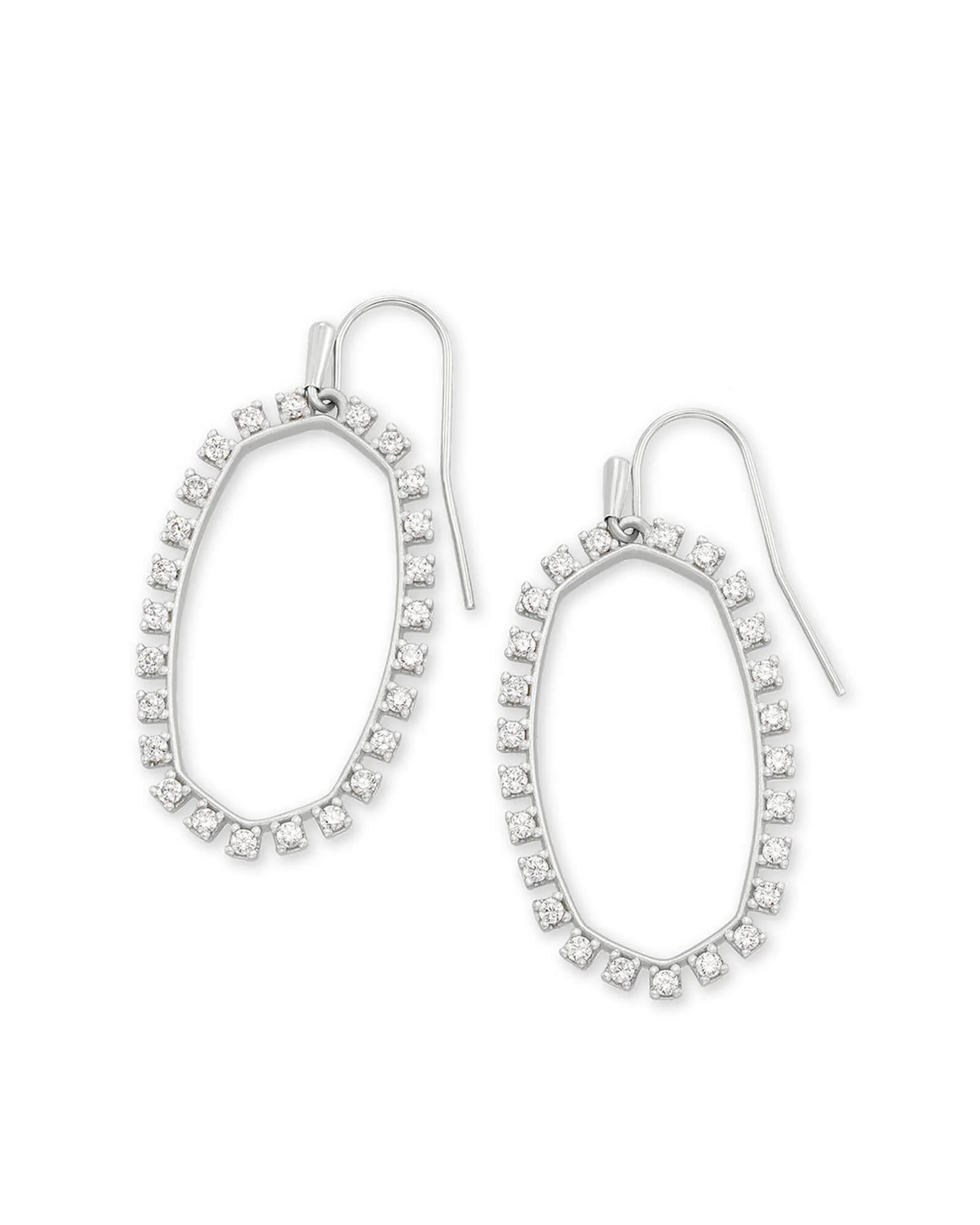 Elle Open Frame Crystal Drop Earrings in Silver - 1