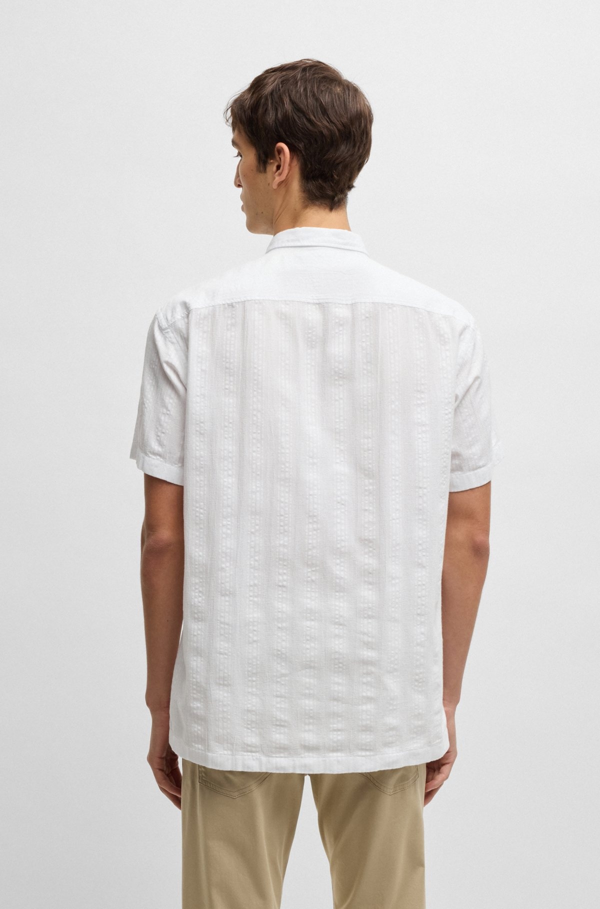 RELAXED-FIT SHIRT IN STRIPED COTTON - 5