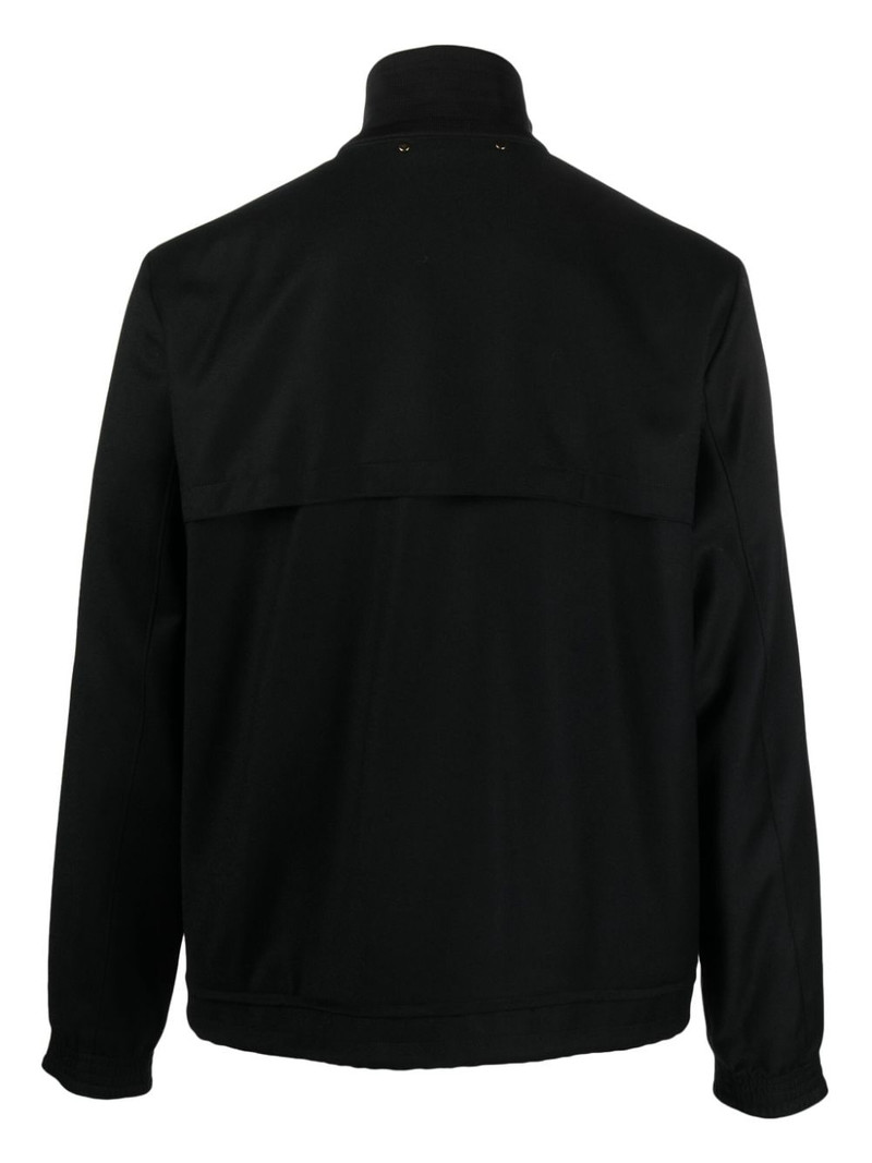 Paul Smith ribbed-collar jersey-texture bomber jacket outlook