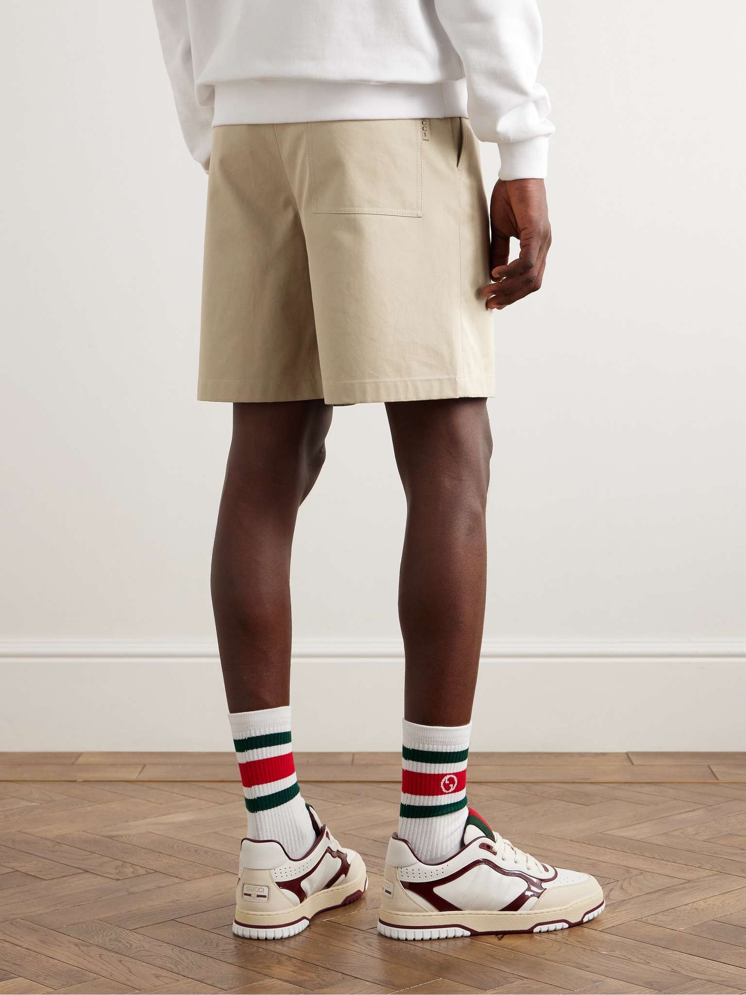 Straight-Leg Webbing-Trimmed Cotton-Twill Shorts - 4