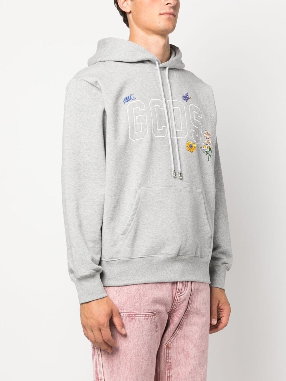 logo-embroidered cotton hoodie - 3