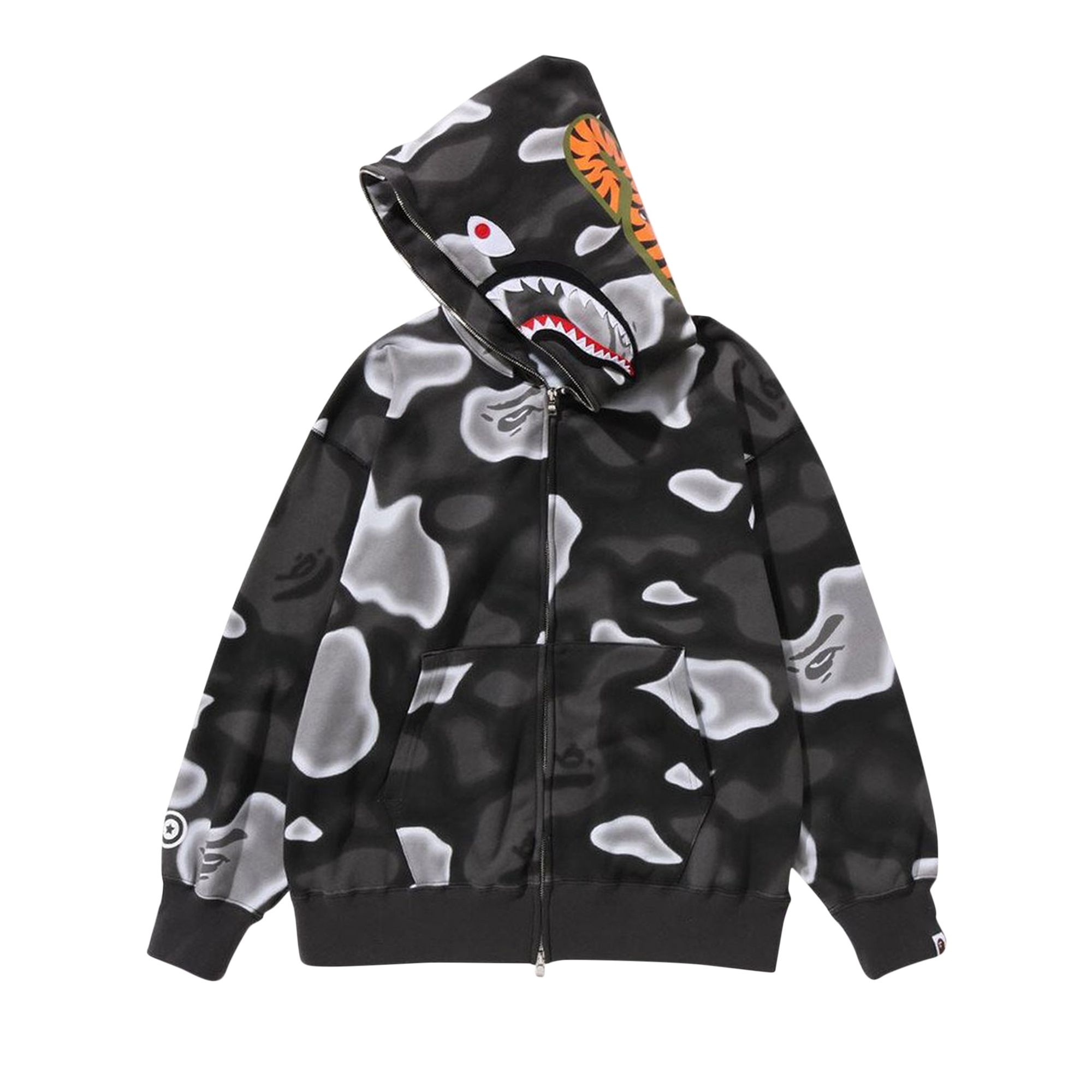 BAPE Liquid Camo Shark Relaxed Fit Full Zip Hoodie 'Black' - 2