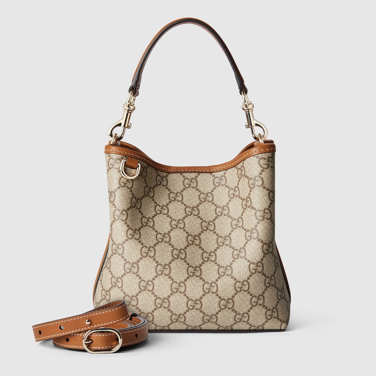 GUCCI＊GG Emblem mini bucket bag ミニバケットバッグ＊送料込 GG Emblem mini bucket bag in beige and white fabric | GUCCI® US