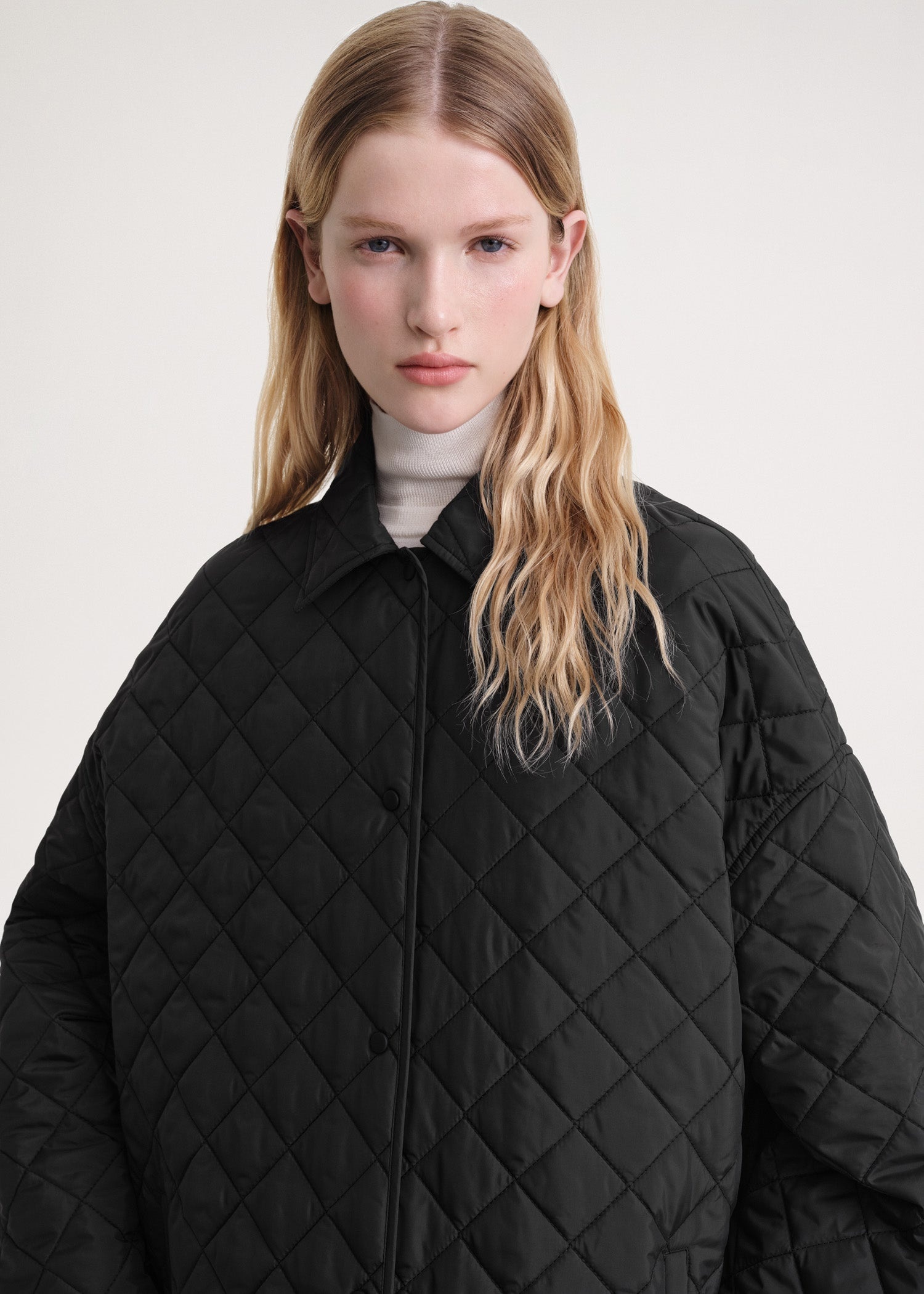 Quilted cocoon coat black - 5