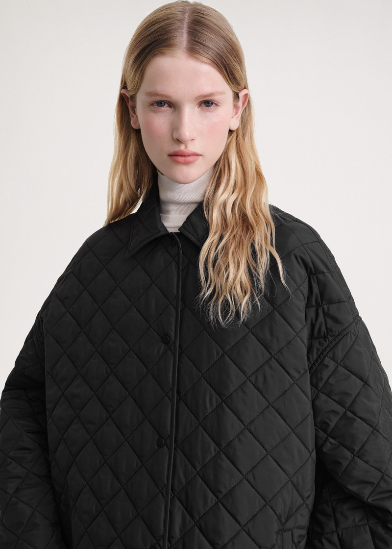 Quilted cocoon coat black 5