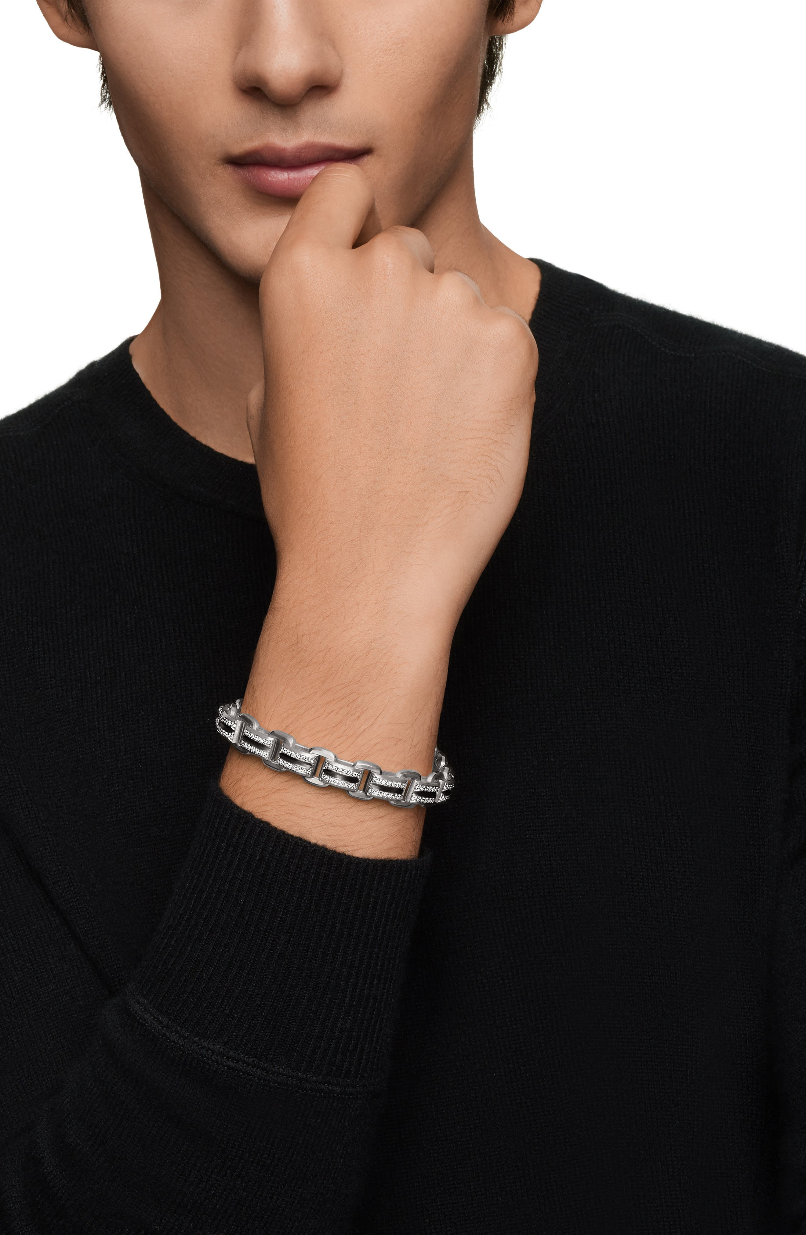 David Yurman Deco Beveled Link Bracelet with Pavé Diamonds in Sterling Silver at Nordstrom - 2