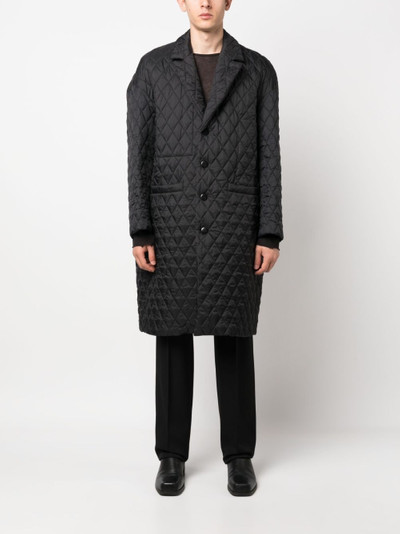 RANDOM IDENTITIES diamond-quilted single-breasted coat outlook