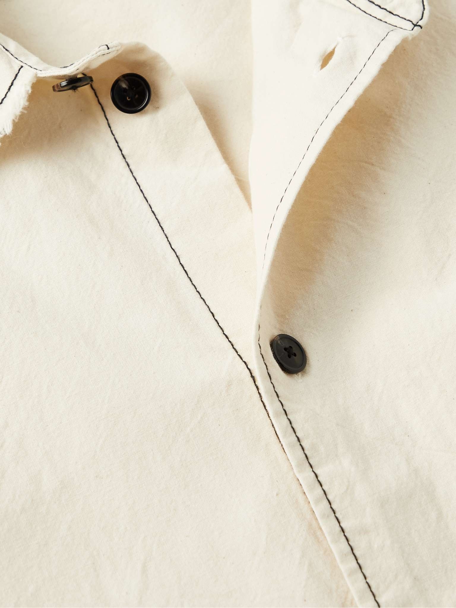 Topstitched Cotton Overshirt - 4