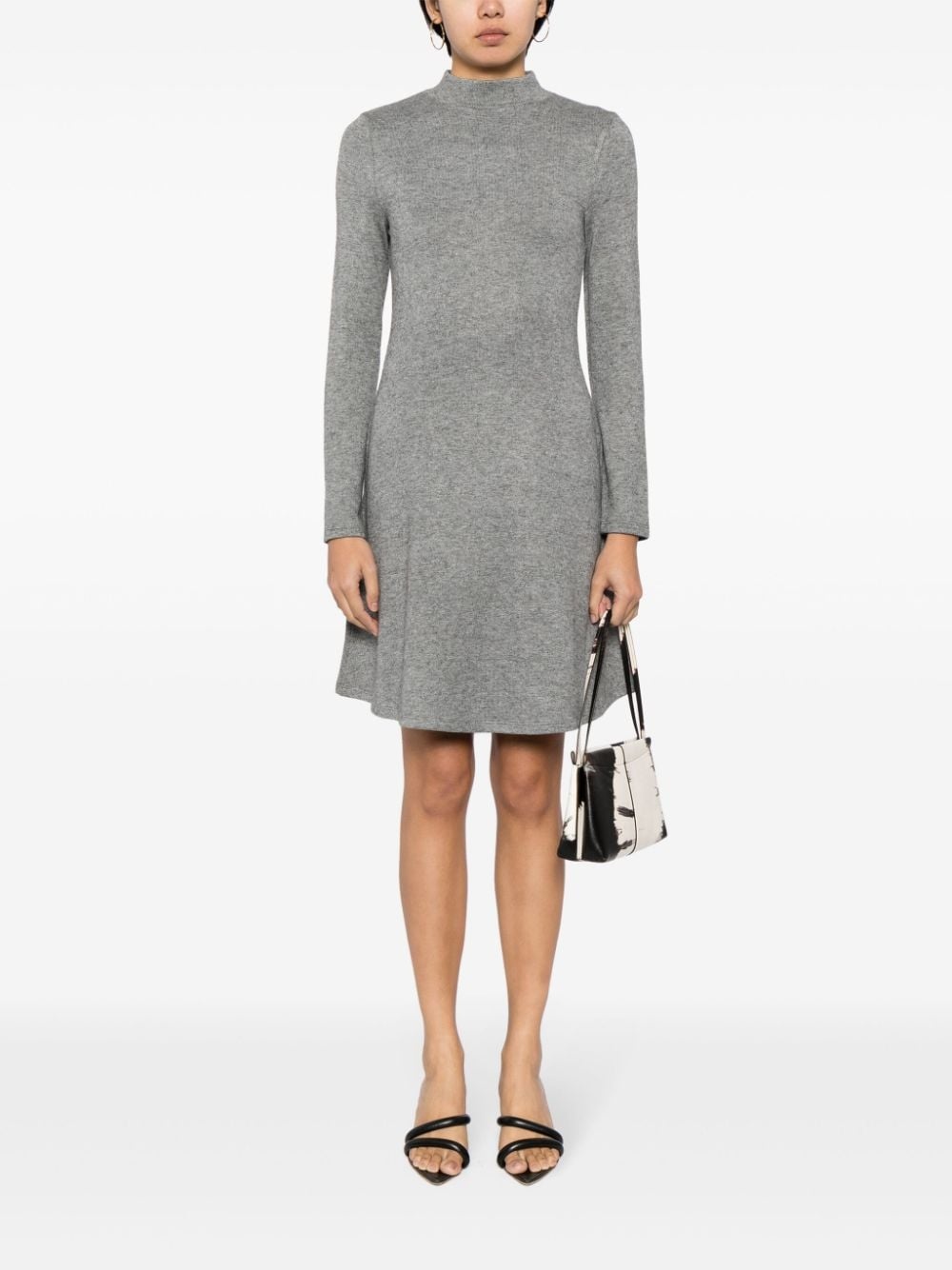 high-neck flared knit dress - 2