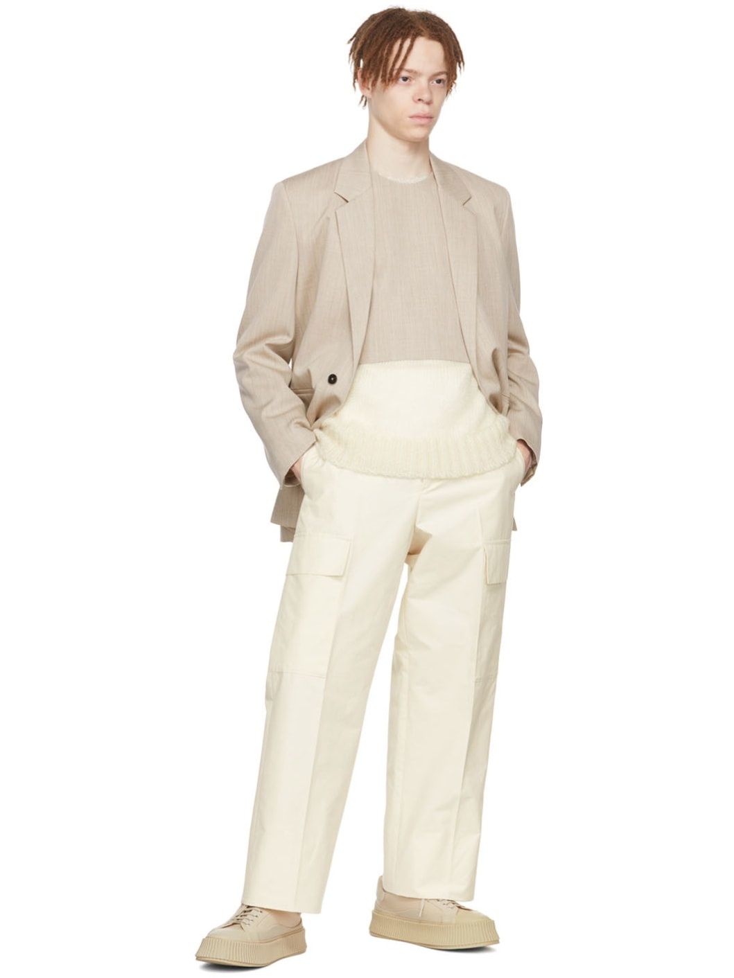 SSENSE Exclusive Beige Wool Blazer - 4