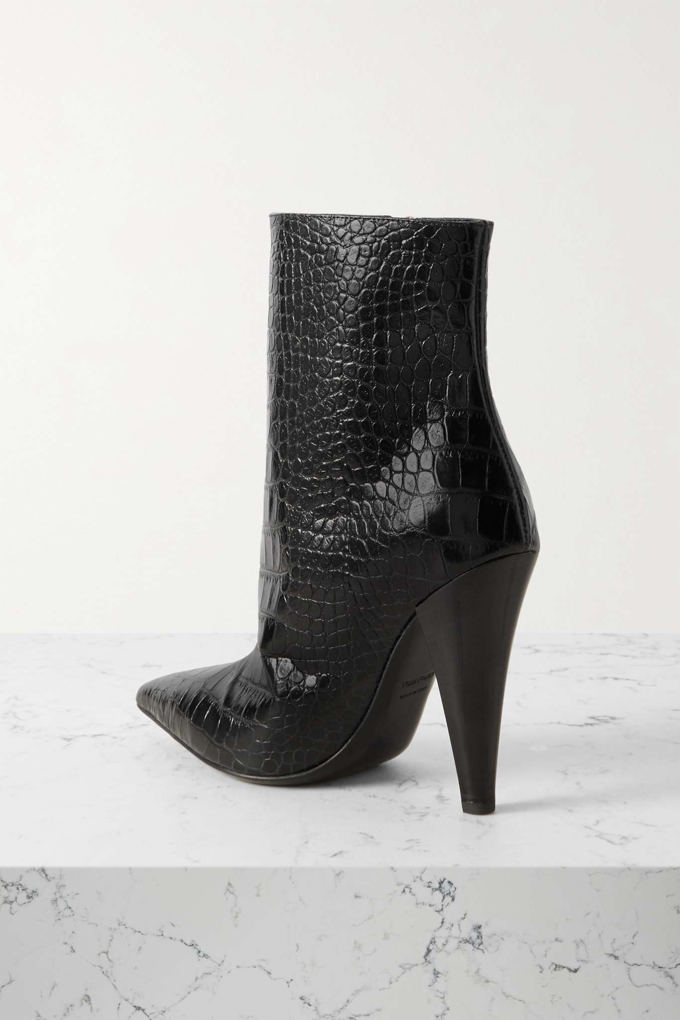 Croc-effect leather ankle boots - 3