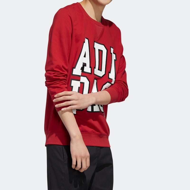 adidas neo Large Logo Printing Round Neck Pullover Red EI6271 - 4