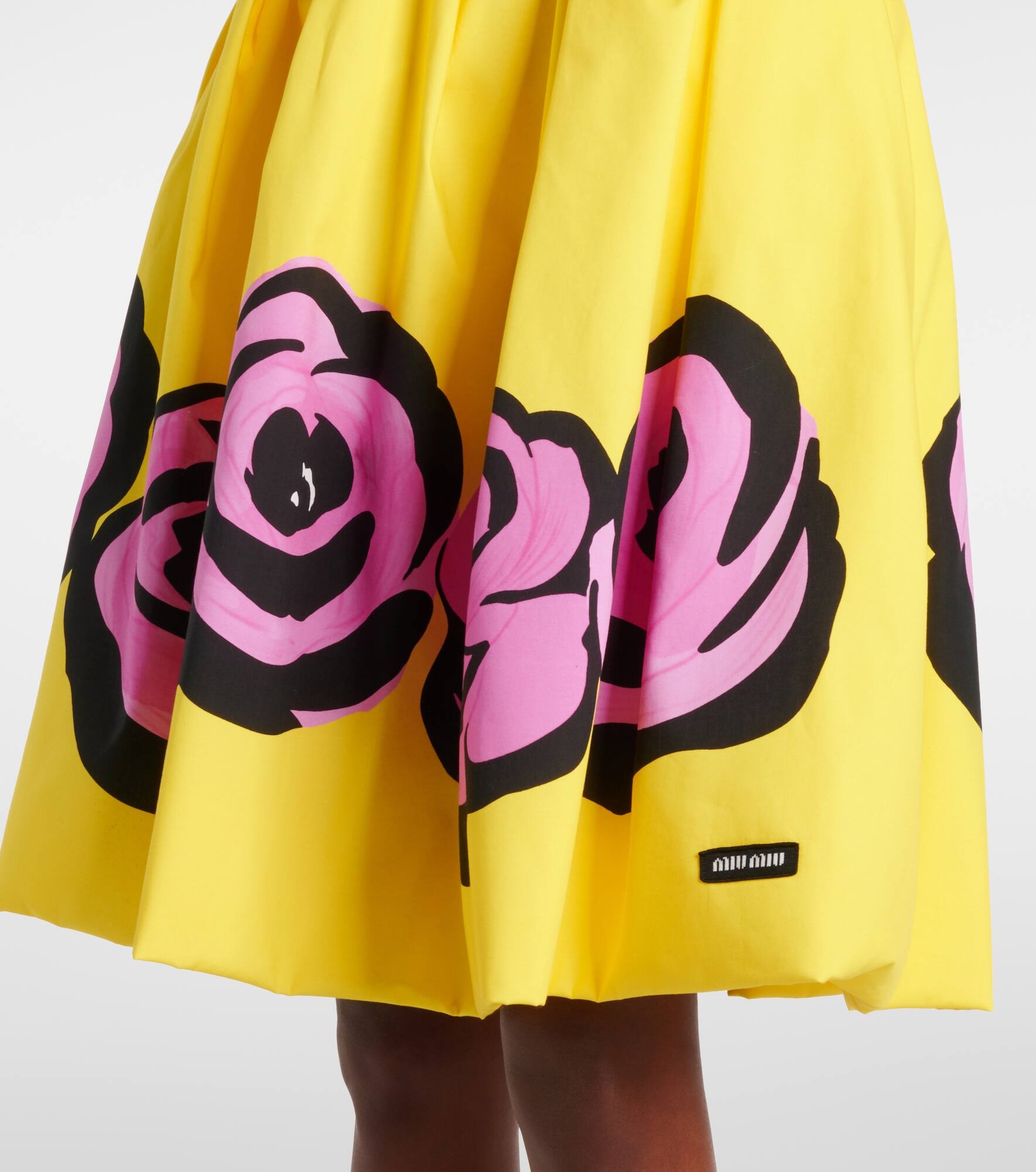 Floral poplin and jersey midi skirt - 5