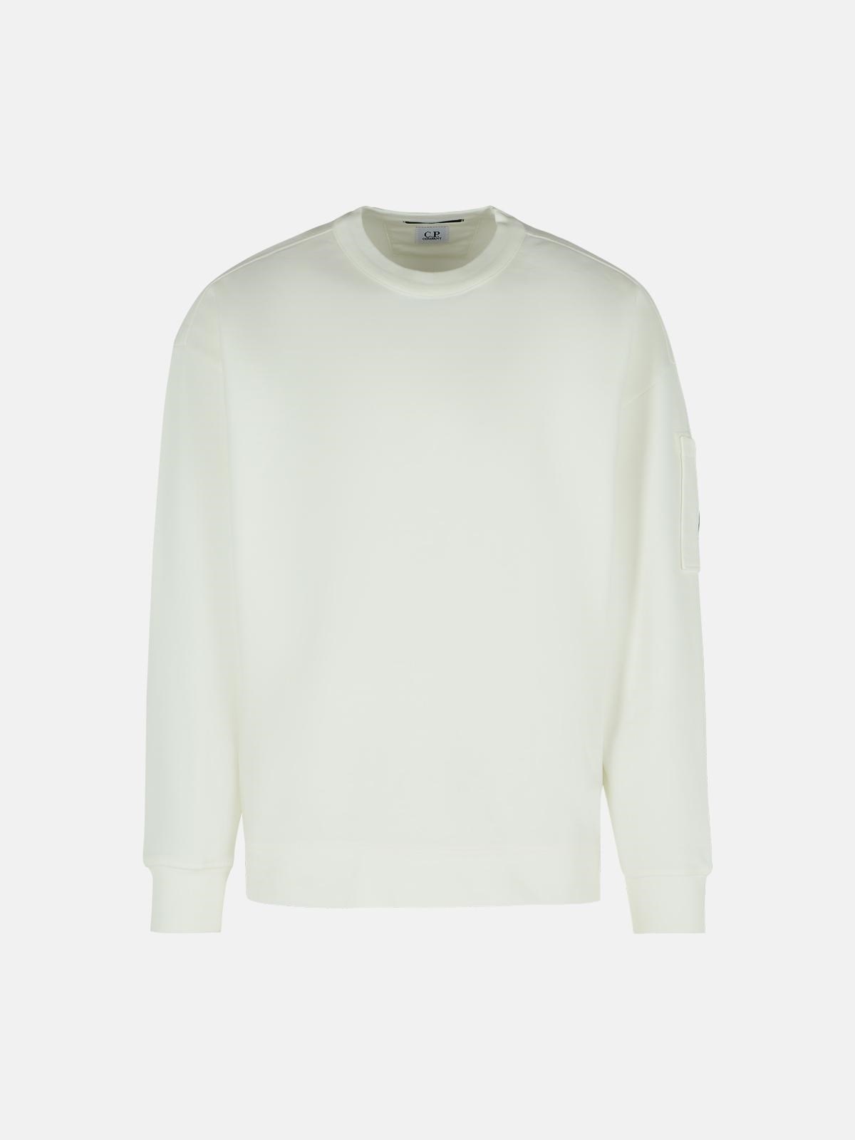 'EMERIZED' WHITE COTTON SWEATSHIRT - 1