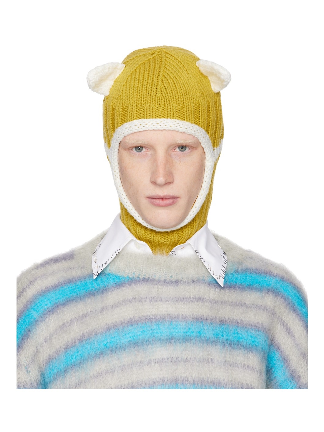 Yellow & Off-White Ears Balaclava - 1