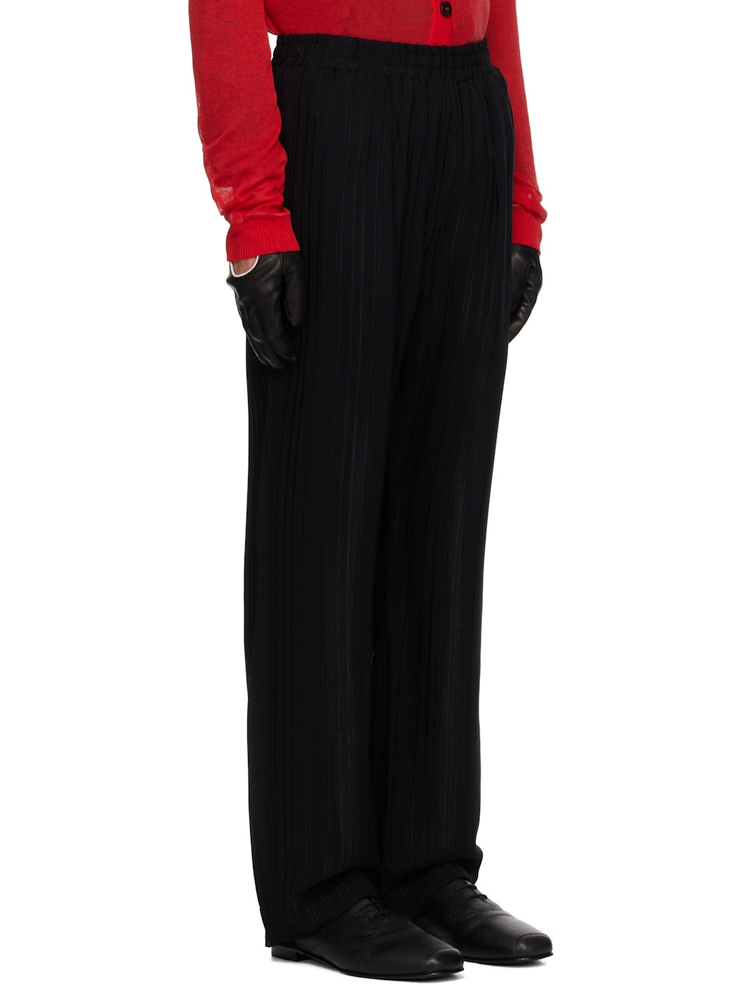 Black Pin Stripe Straight Fit Track Pants - 2