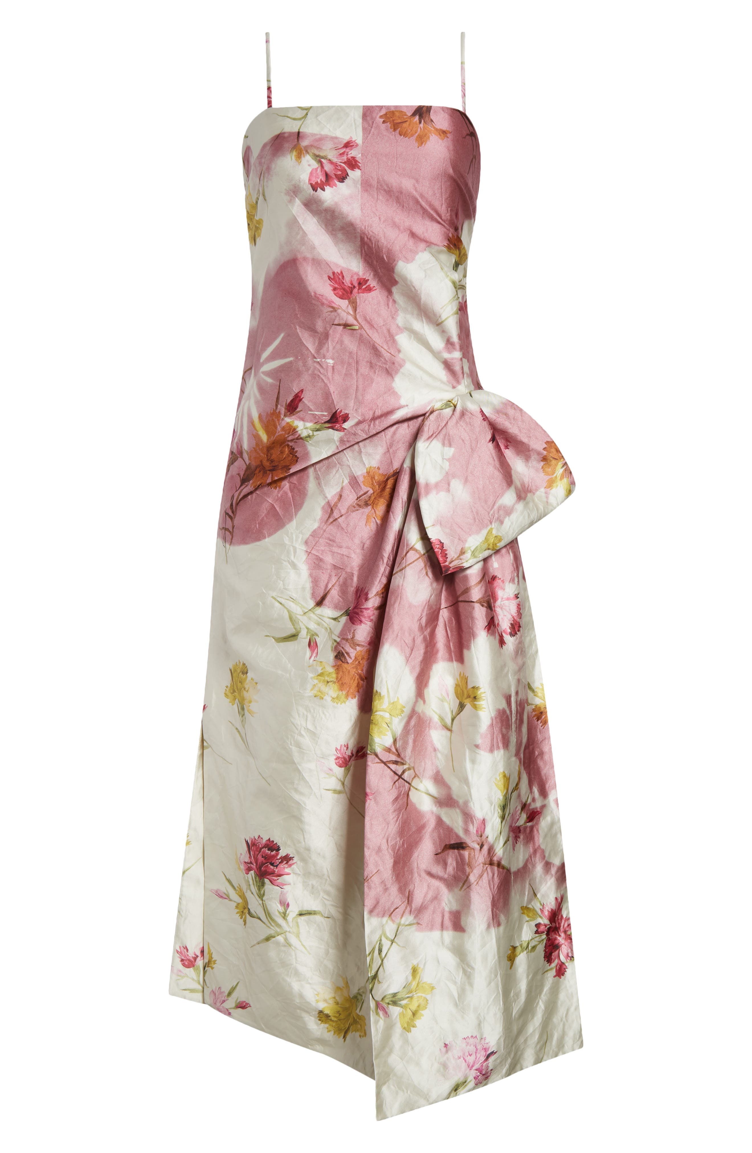 Erdem Dancing Carnation Print Rumpled Satin Draped Cocktail Dress in Dancing Carnation Cinder Rose a - 5