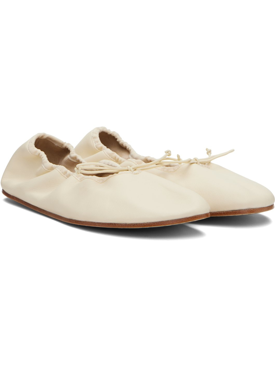 Beige Round Ballerina Flats - 4