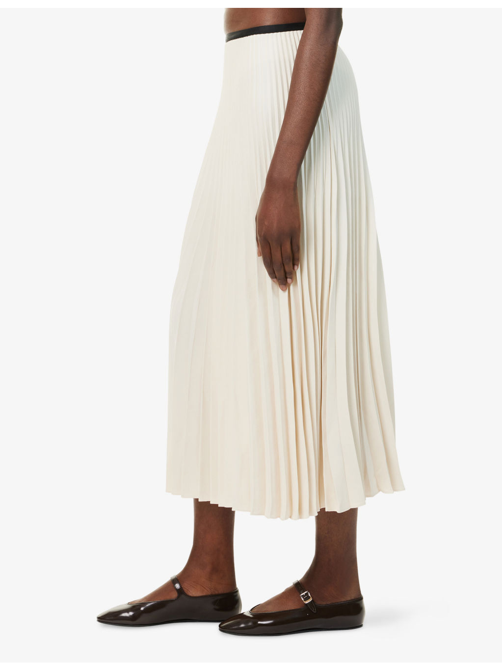 Pleated High-Waist Woven Midi Skirt - 3