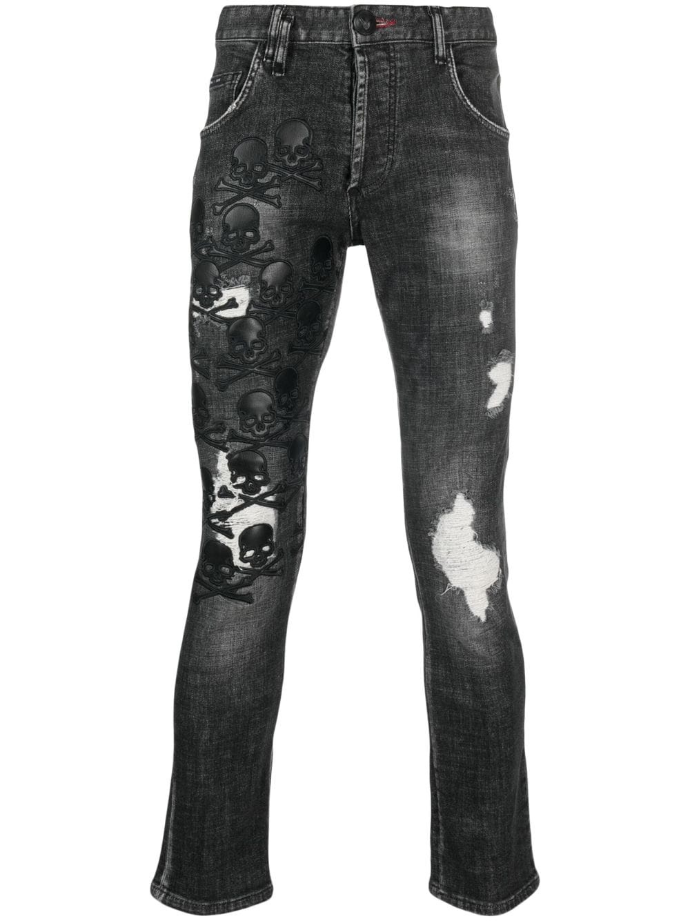 Skull & Bones logo-embroidered ripped jeans - 1