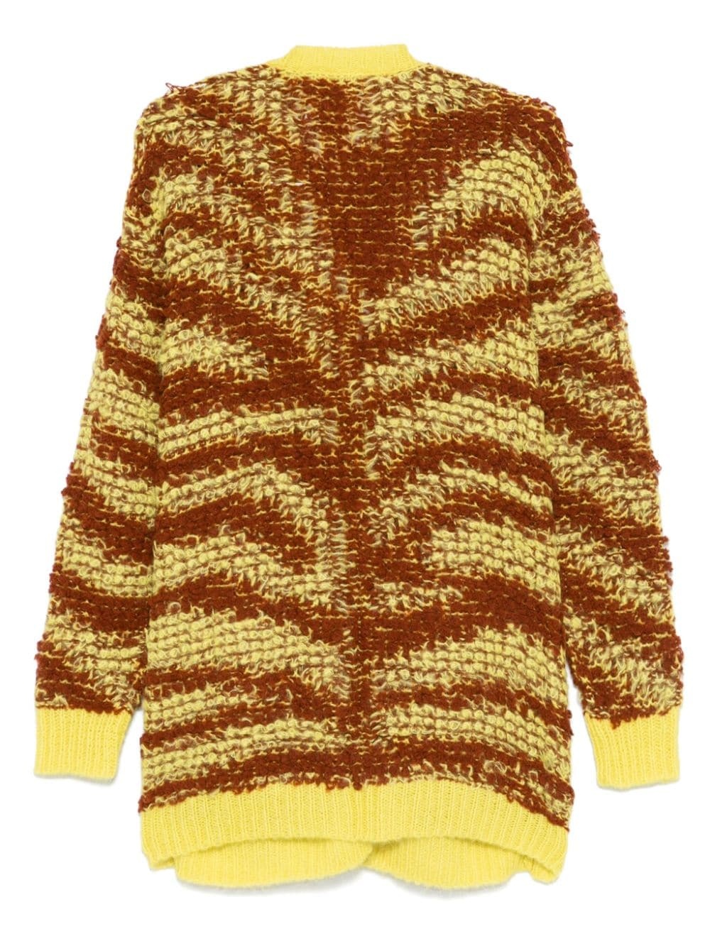 tiger-pattern bouclé cardigan - 2