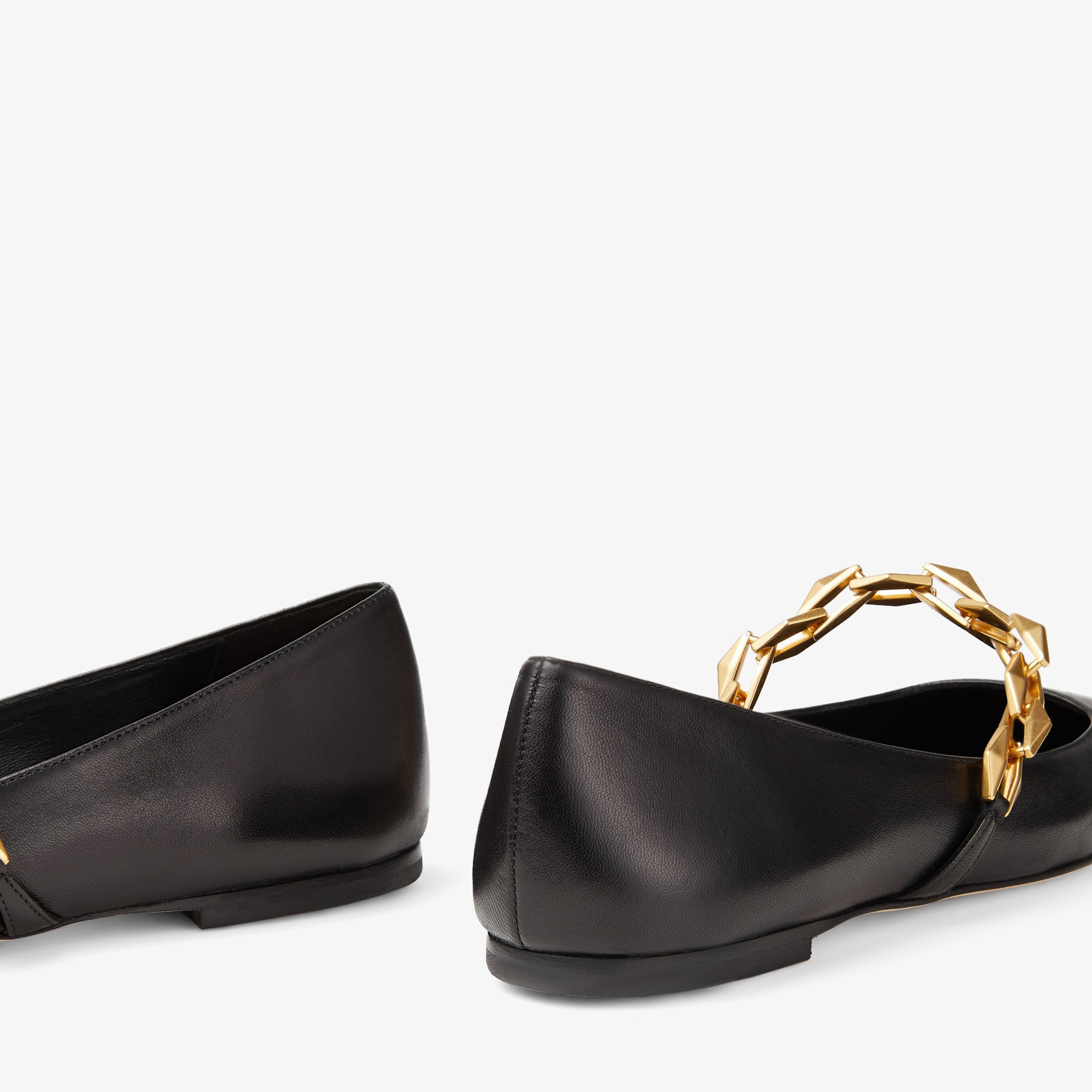 Diamond Tilda Flat
Black Nappa Leather Flats with Chain - 3