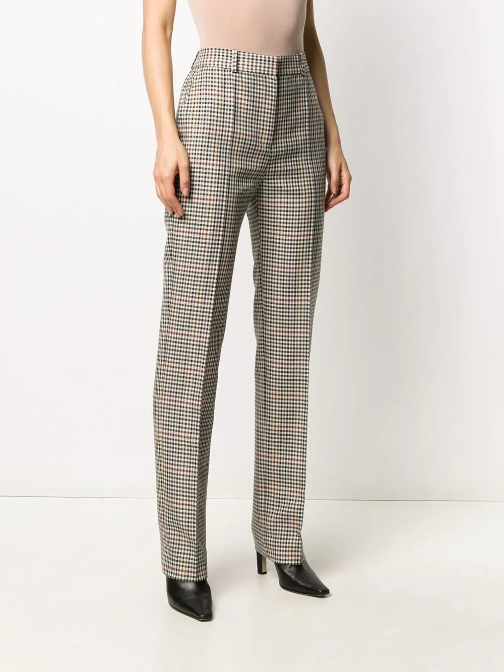 high-rise check trousers - 3